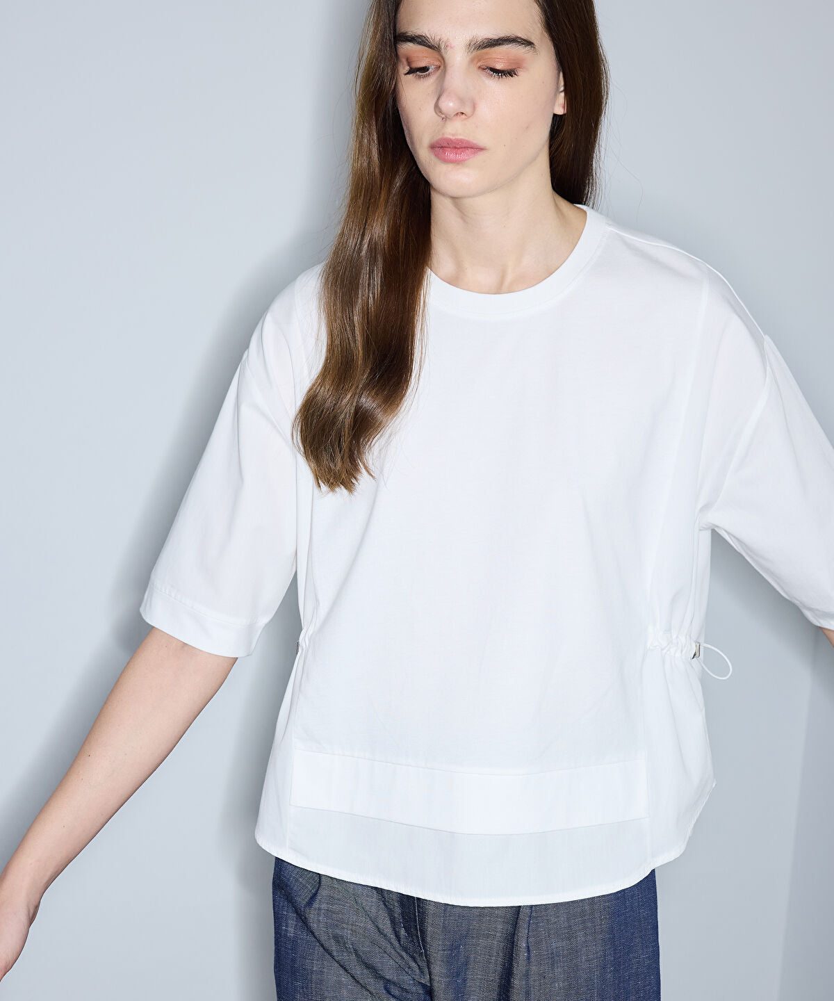 Adjustable Waist Mixed Media T-Shirt