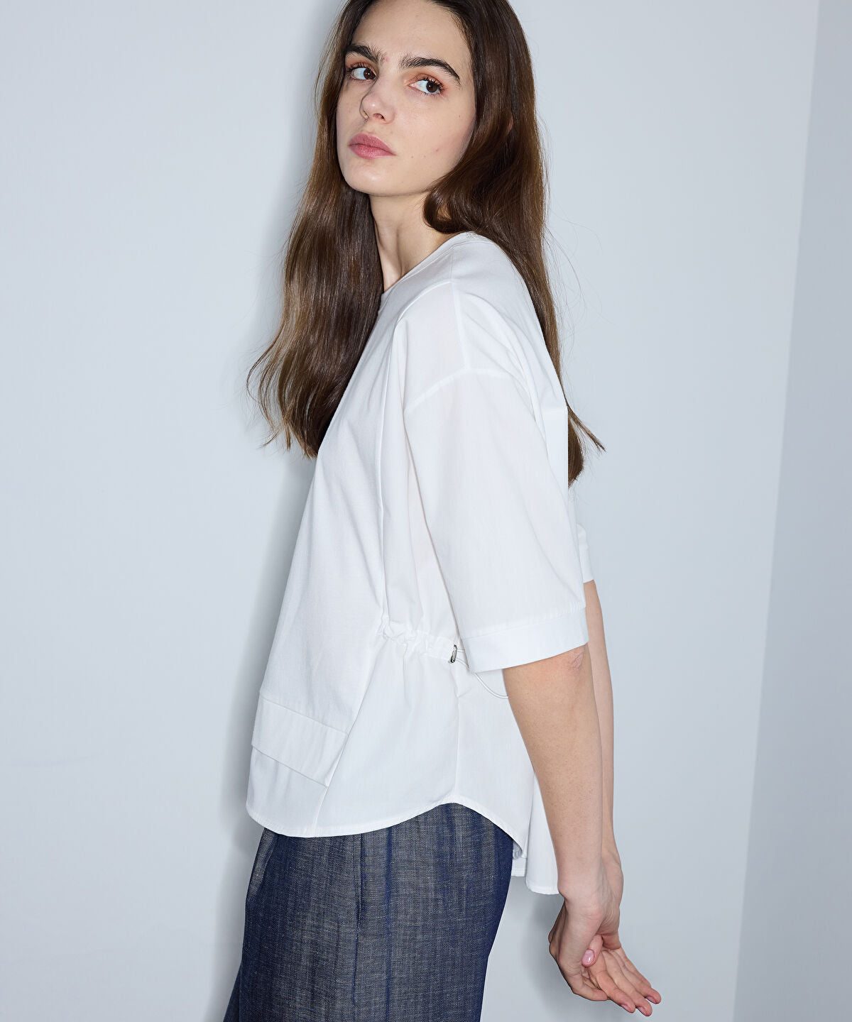 Adjustable Waist Mixed Media T-Shirt