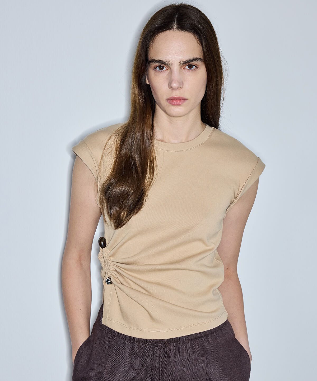 Asymmetric Gathered T-Shirt
