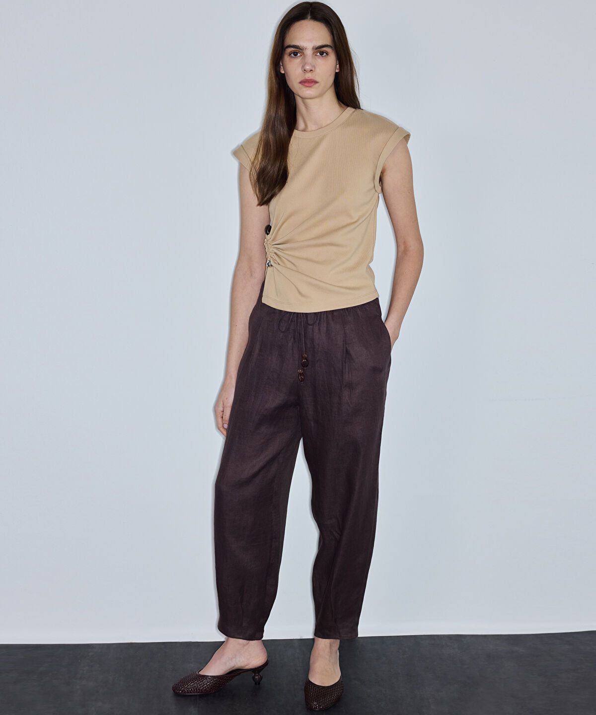 Asymmetric Gathered T-Shirt