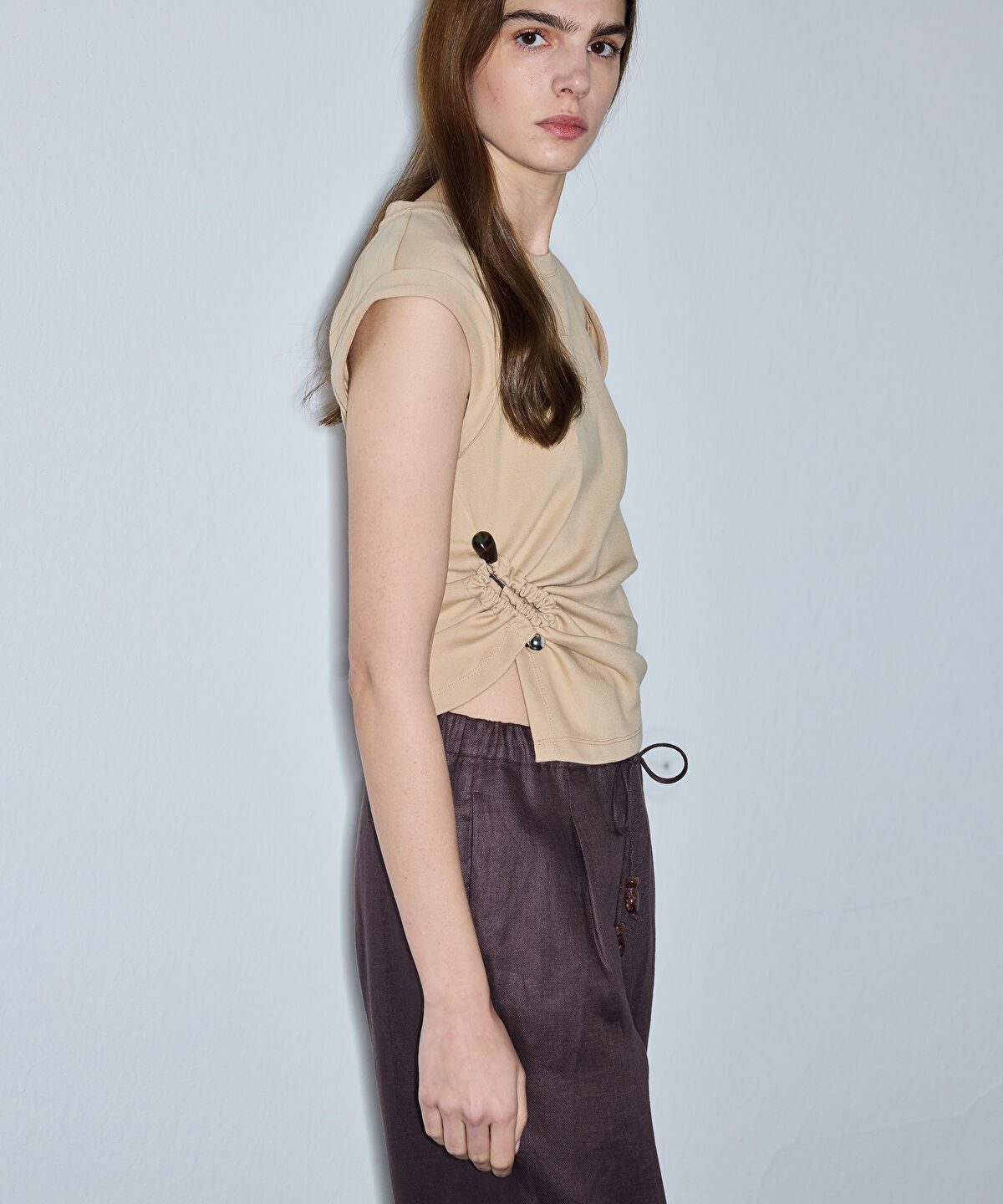Asymmetric Gathered T-Shirt