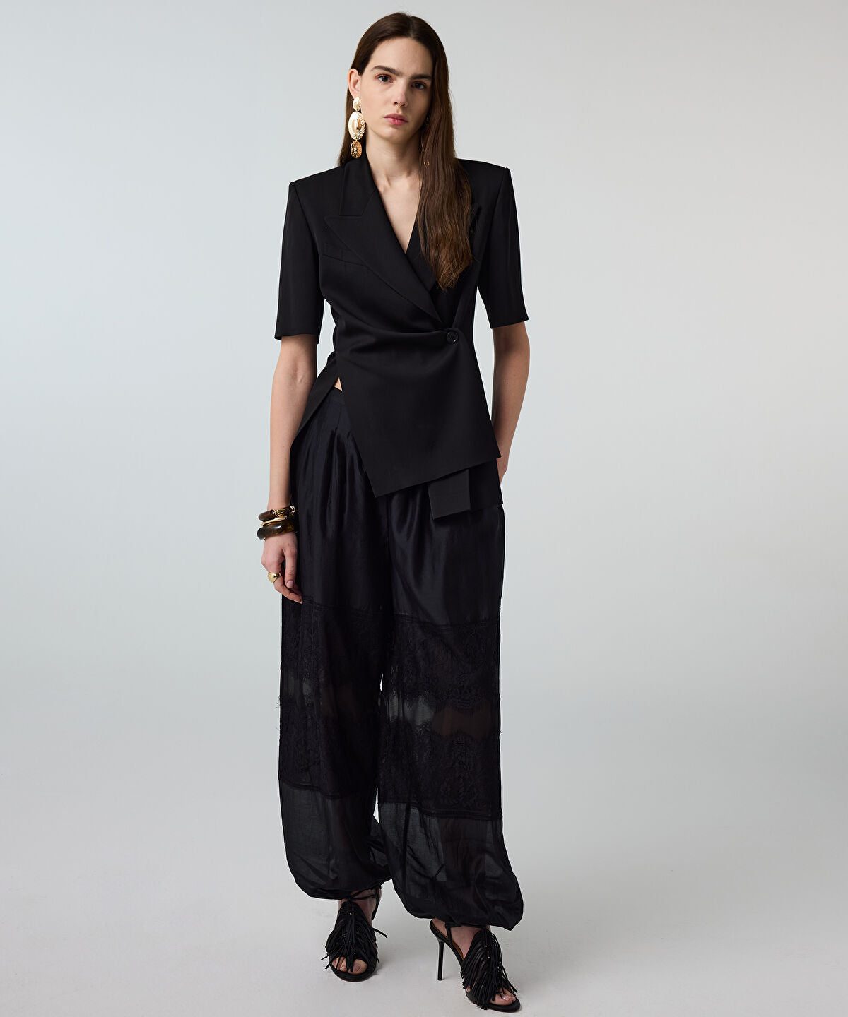 Asymmetric Short Sleeve Blazer