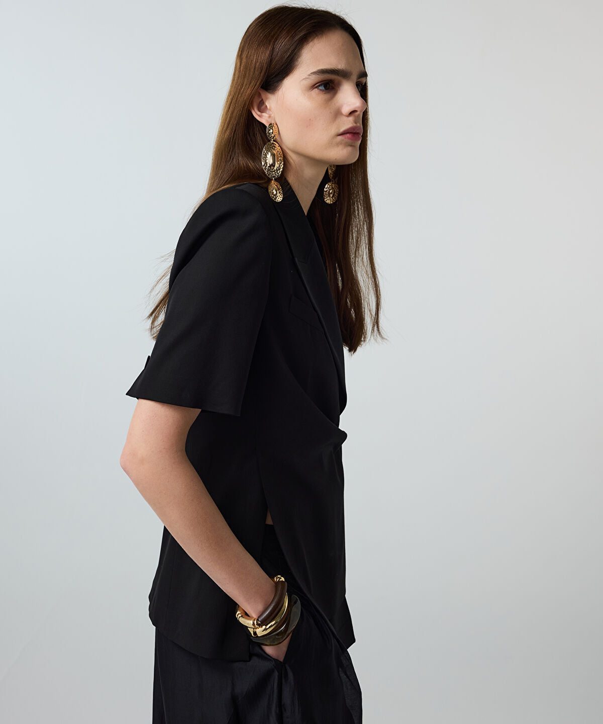 Asymmetric Short Sleeve Blazer
