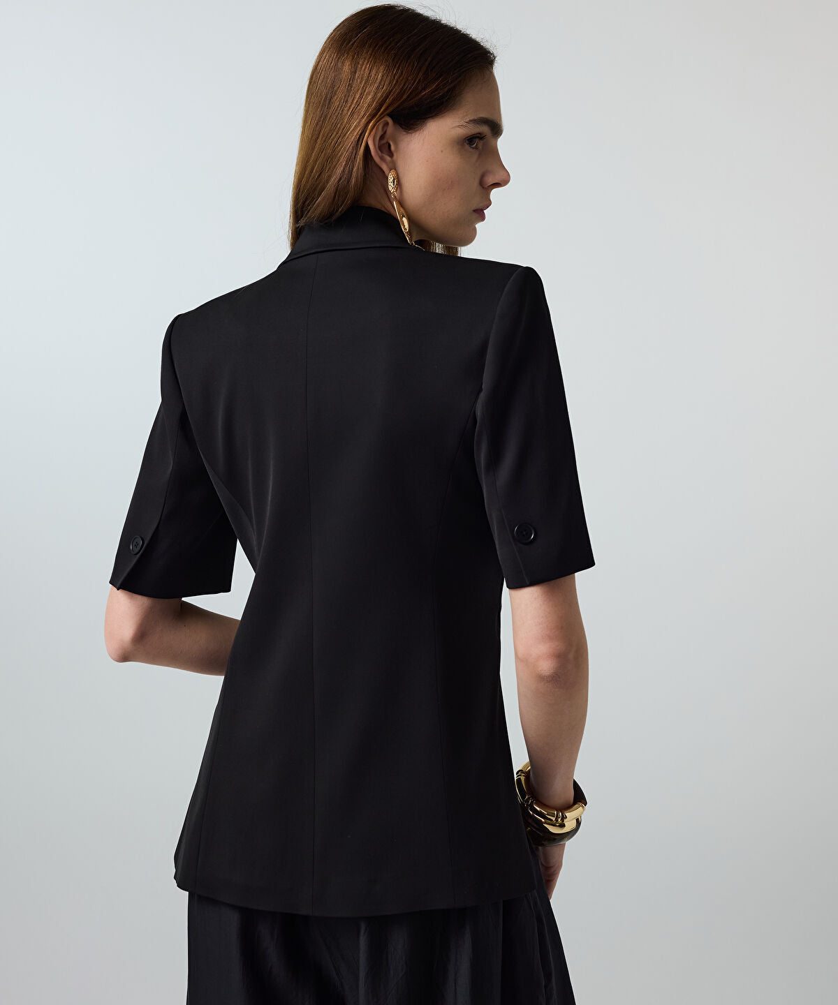 Asymmetric Short Sleeve Blazer