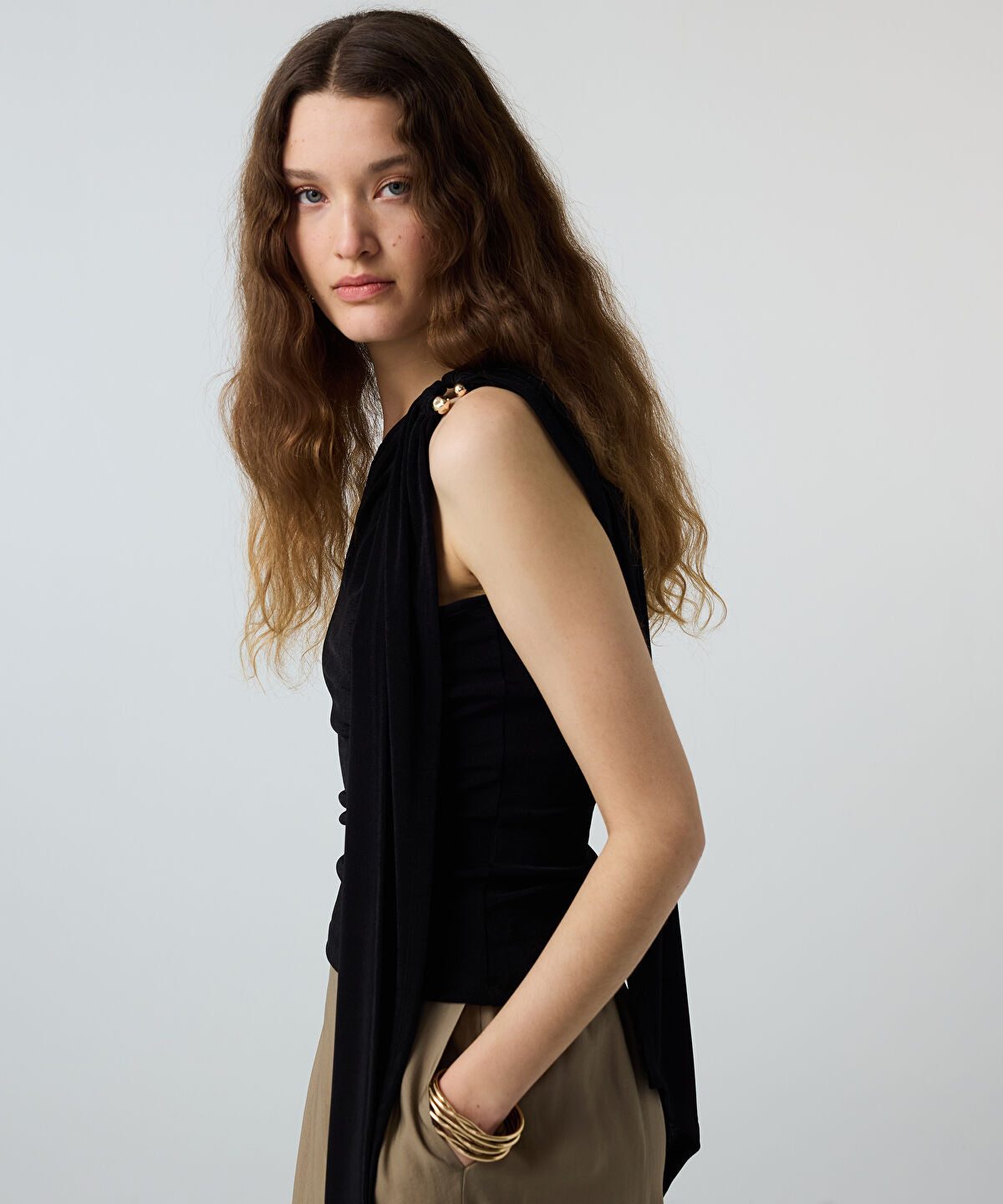Asymmetric T-Shirt with Metal Accent