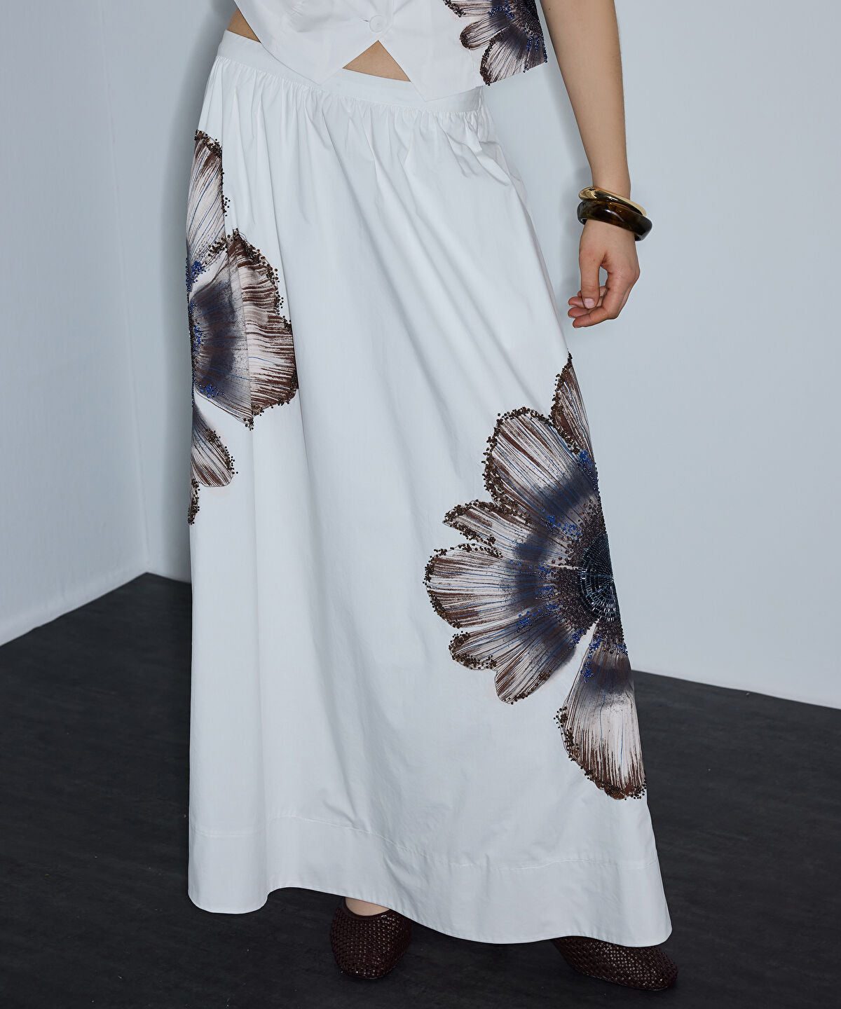 Beaded Floral Maxi Skirt