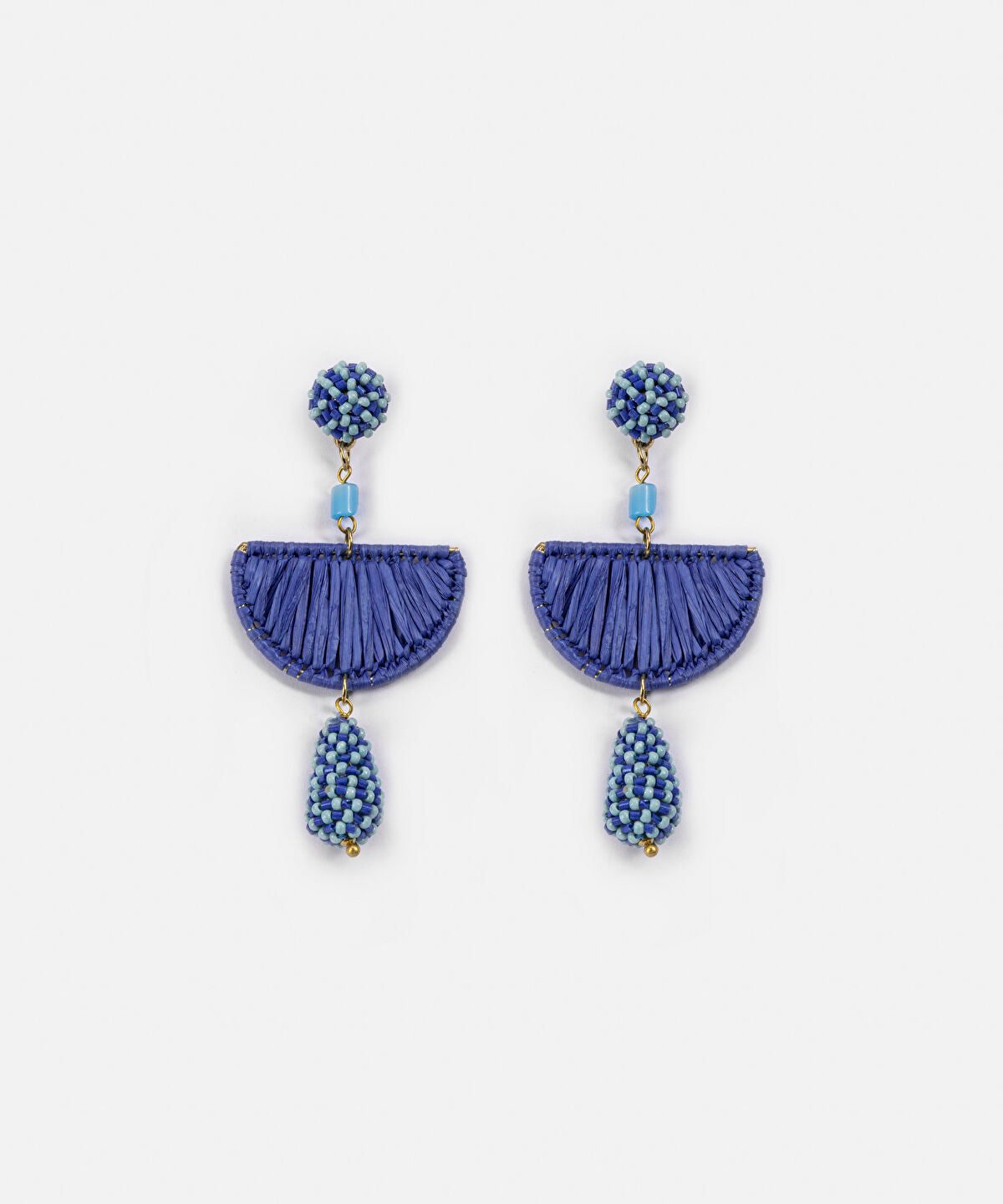 Beaded Raffia Accent Earrings