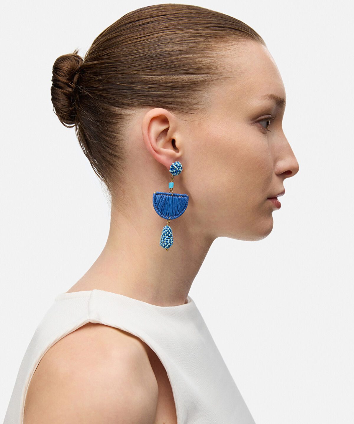 Beaded Raffia Accent Earrings