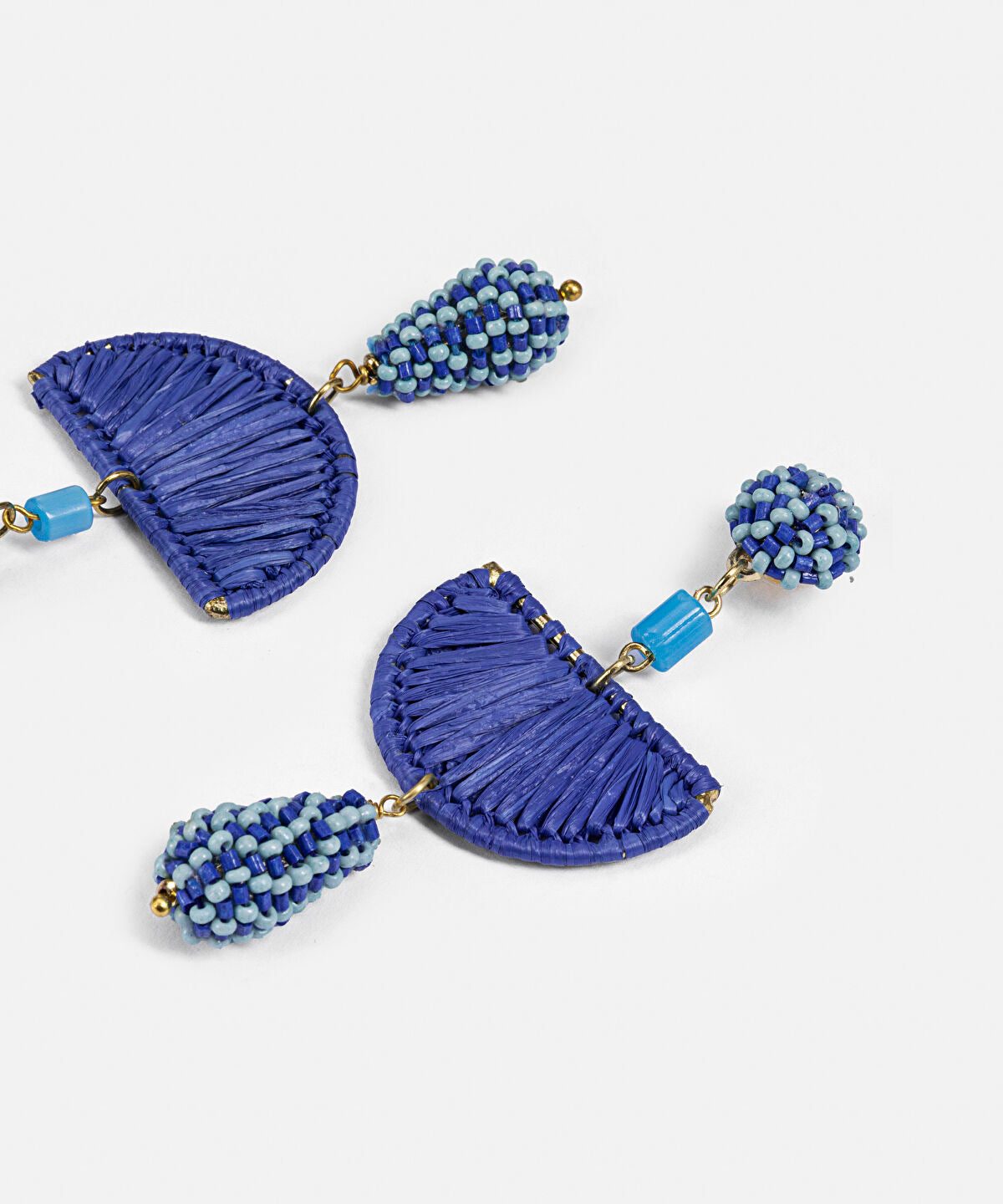 Beaded Raffia Accent Earrings
