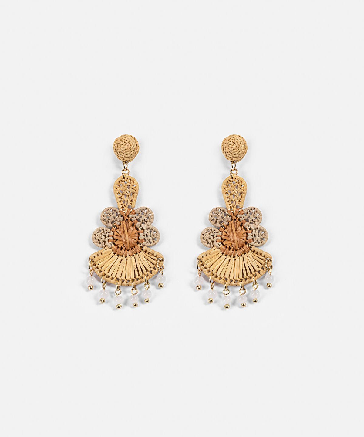 Beaded Raffia Dangle Earrings