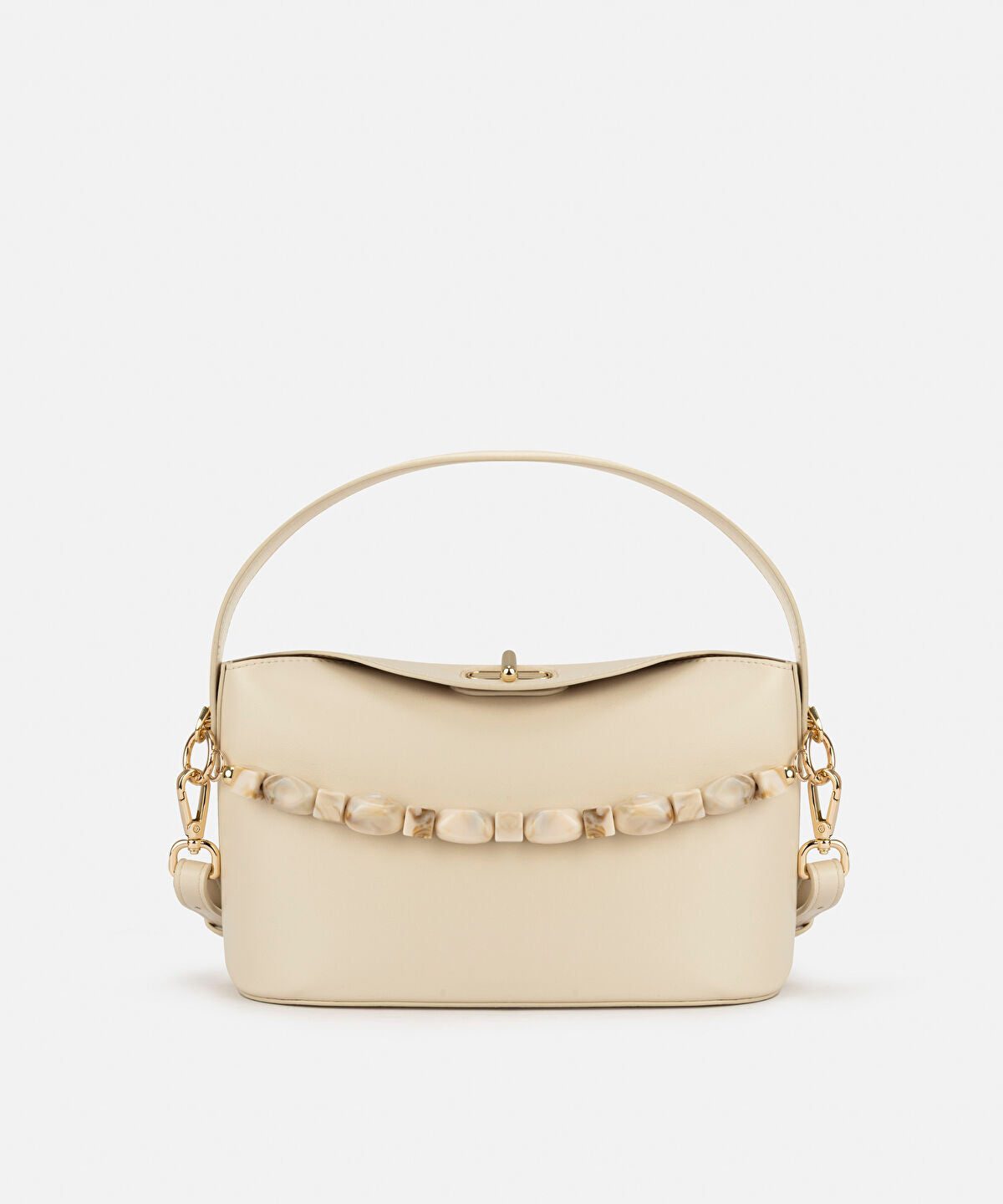 Beaded Strap Leather Effect Bag