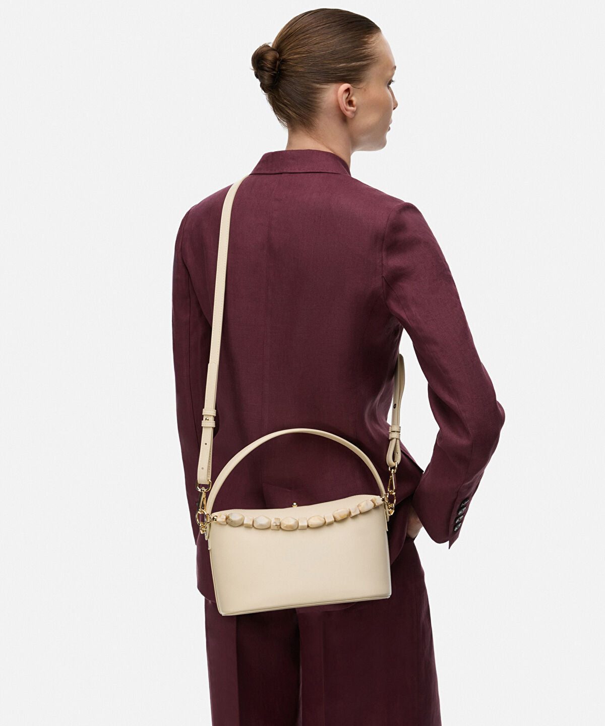 Beaded Strap Leather Effect Bag