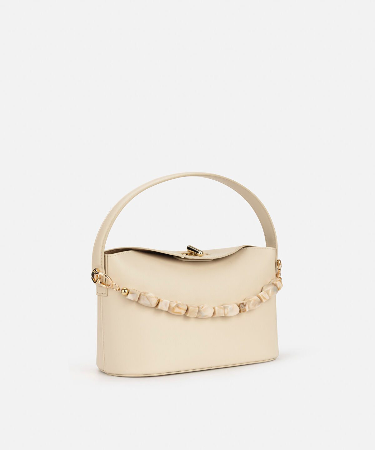 Beaded Strap Leather Effect Bag