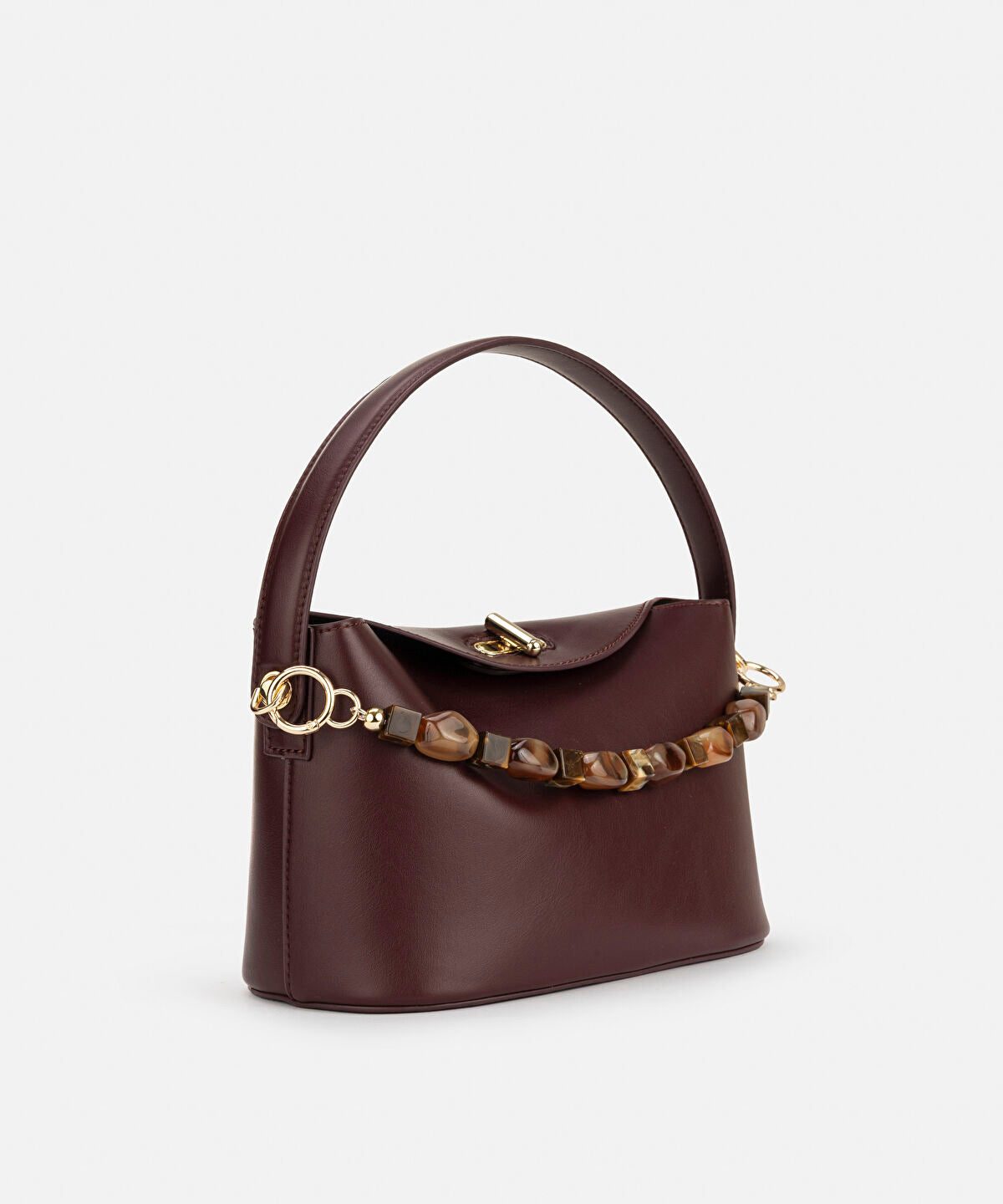 Beaded Strap Leather Effect Bag