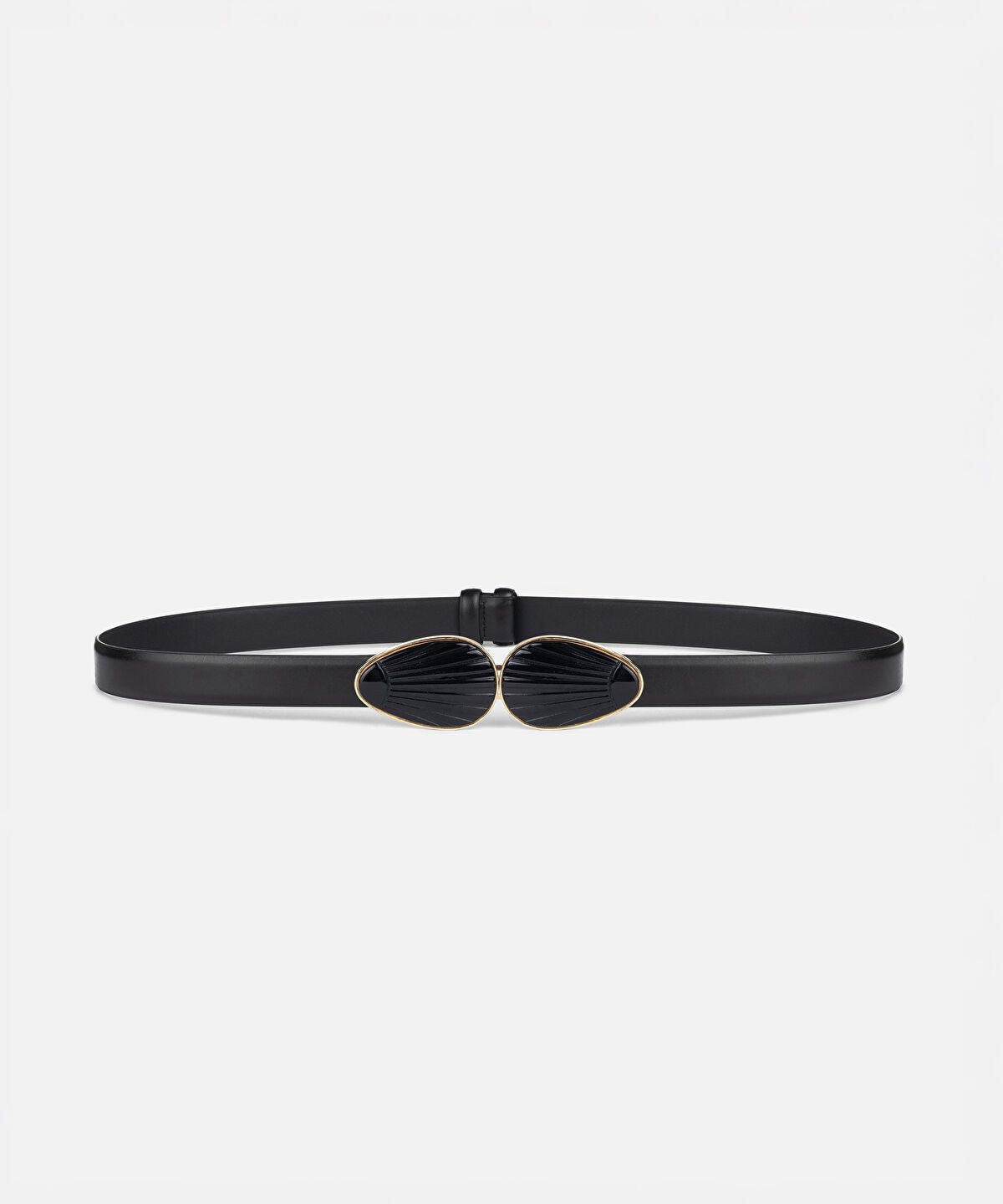 Double-Buckle Leather-Effect Belt