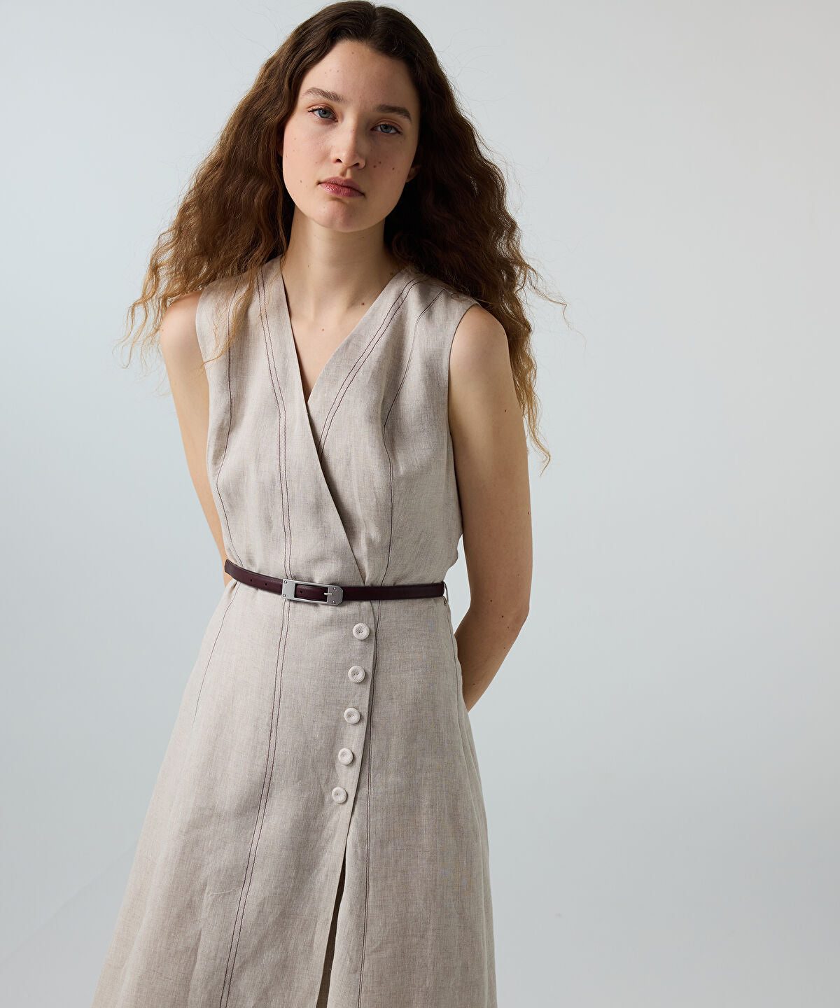 Belted Linen Dress