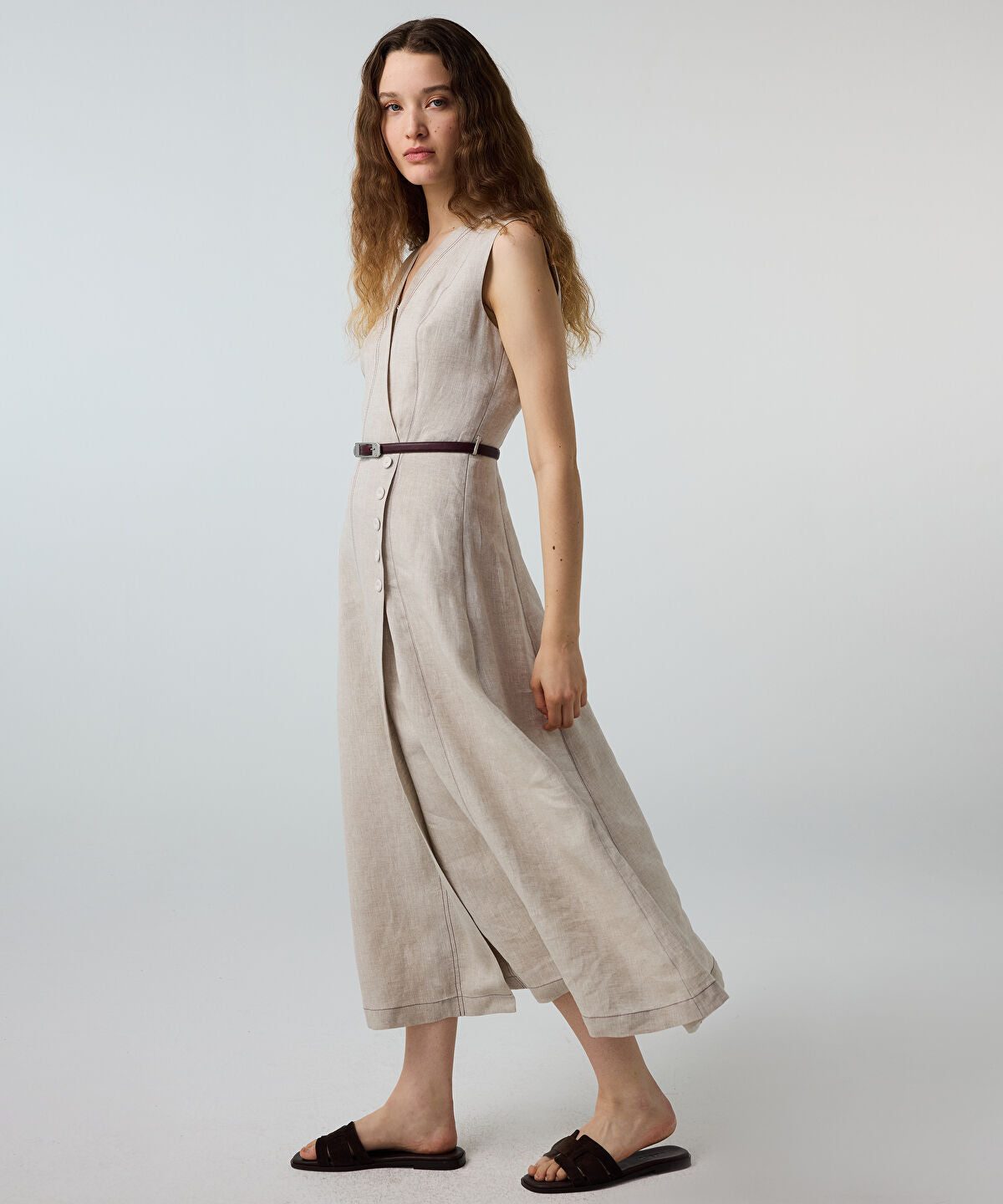 Belted Linen Dress