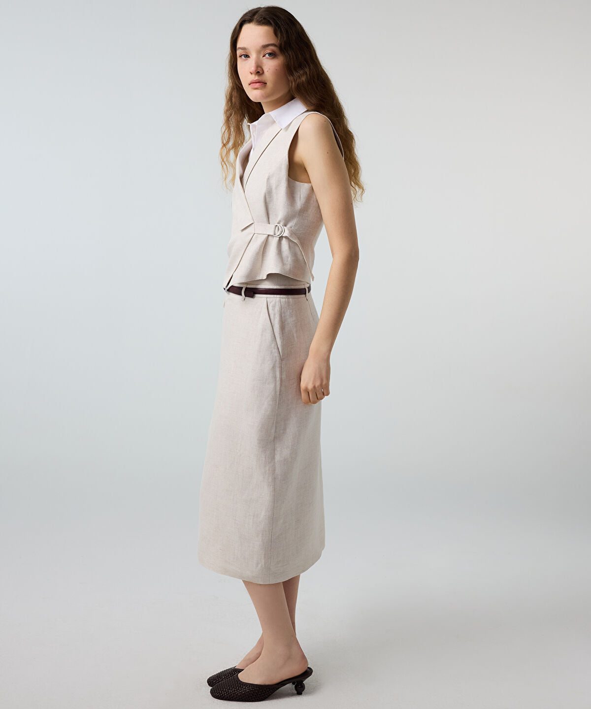 Belted Linen Skirt
