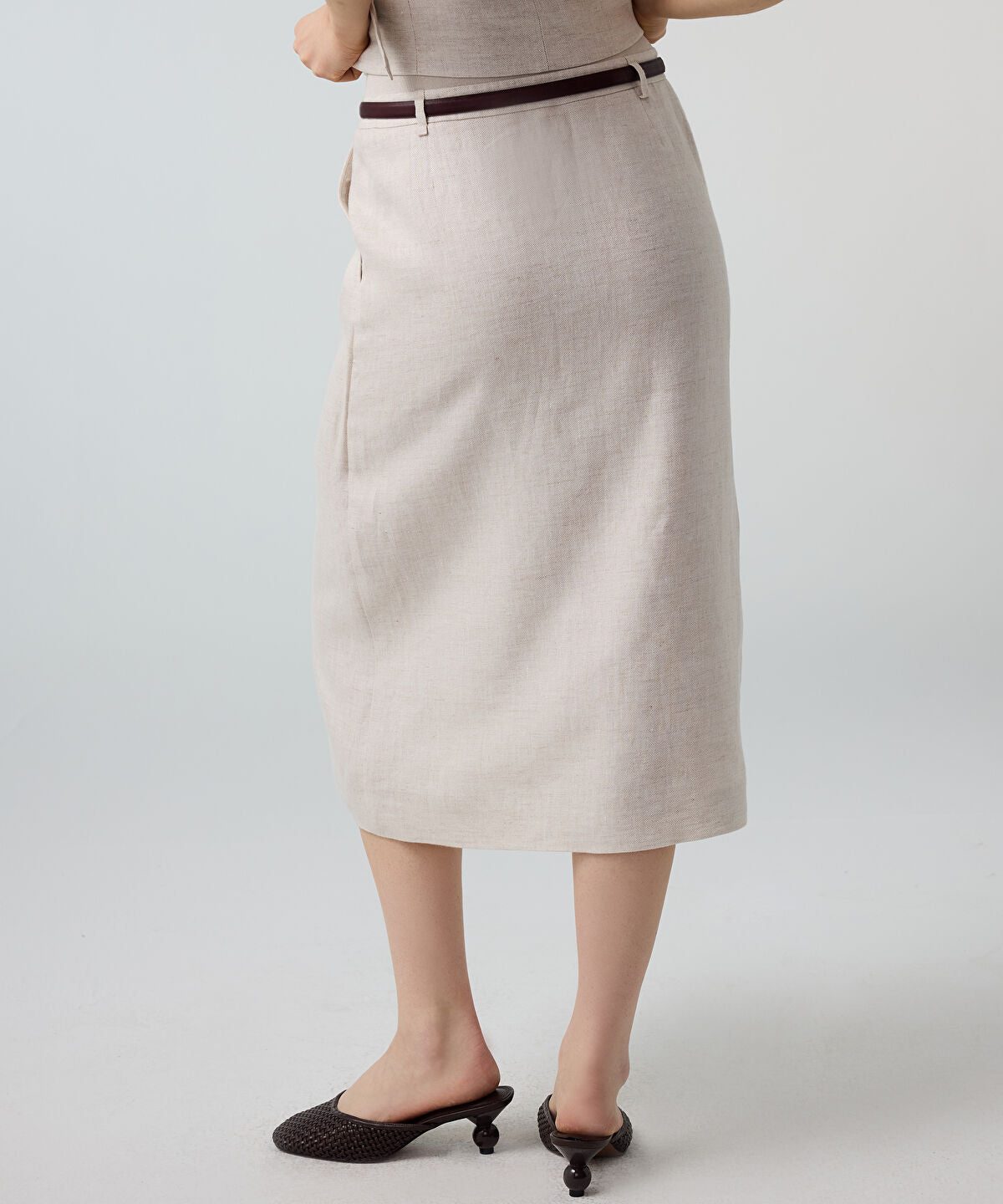 Belted Linen Skirt
