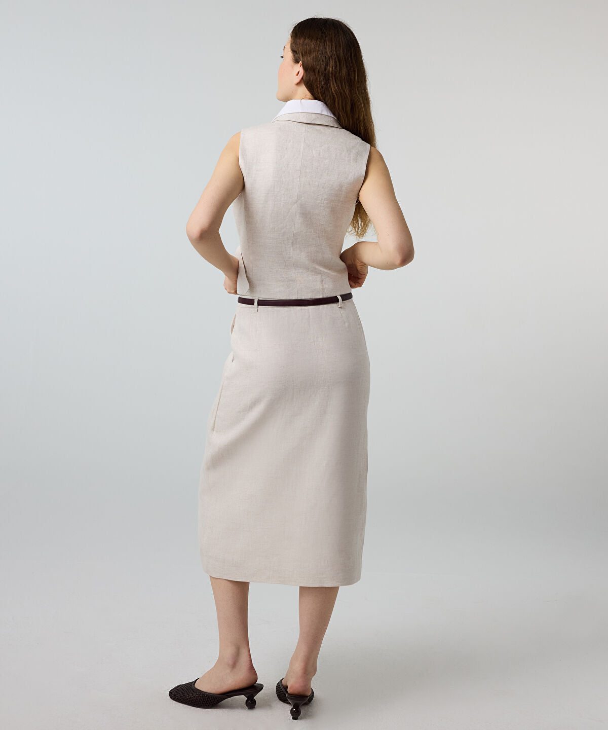 Belted Linen Skirt