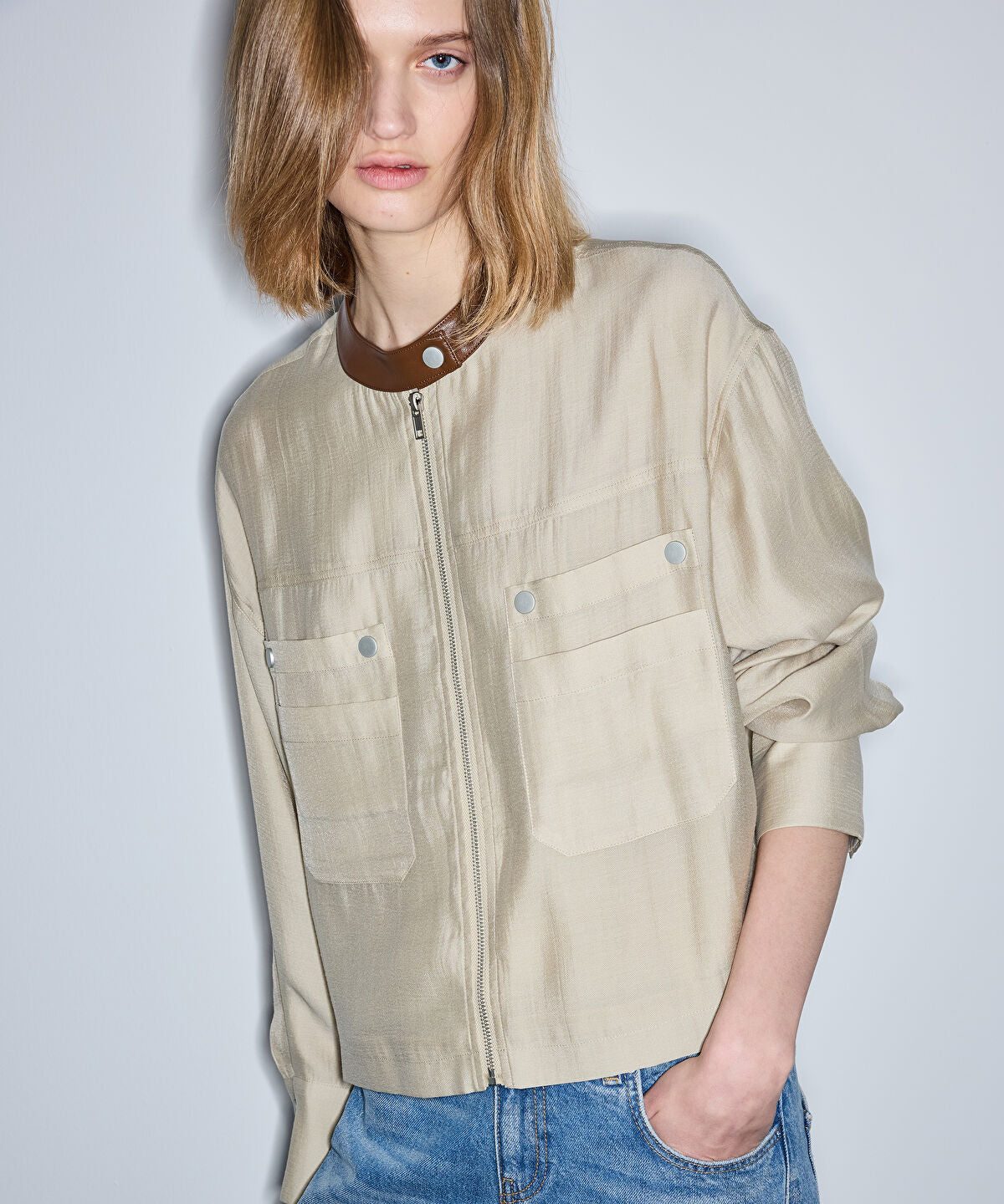 Contrast Collar Coat