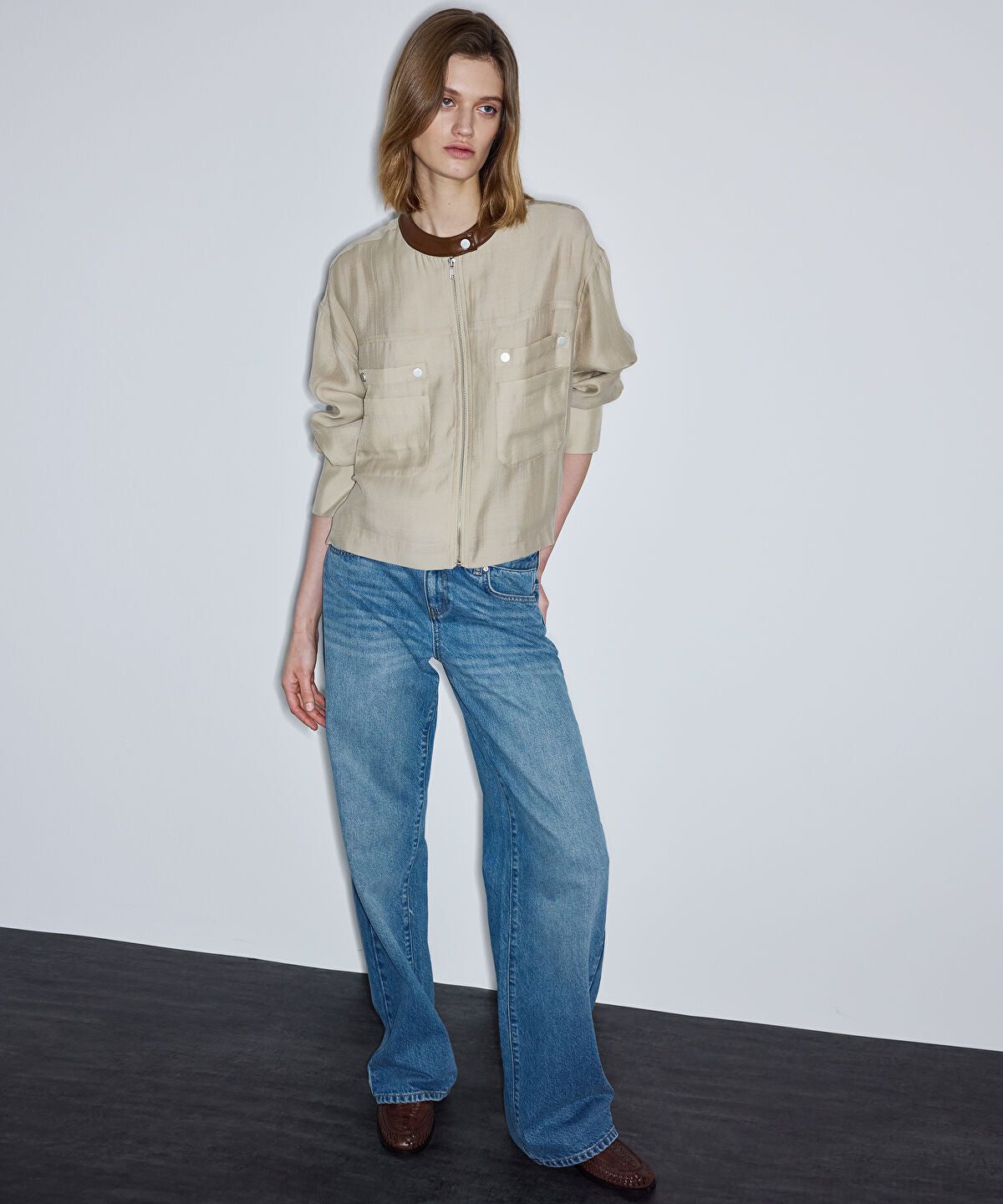 Contrast Collar Coat