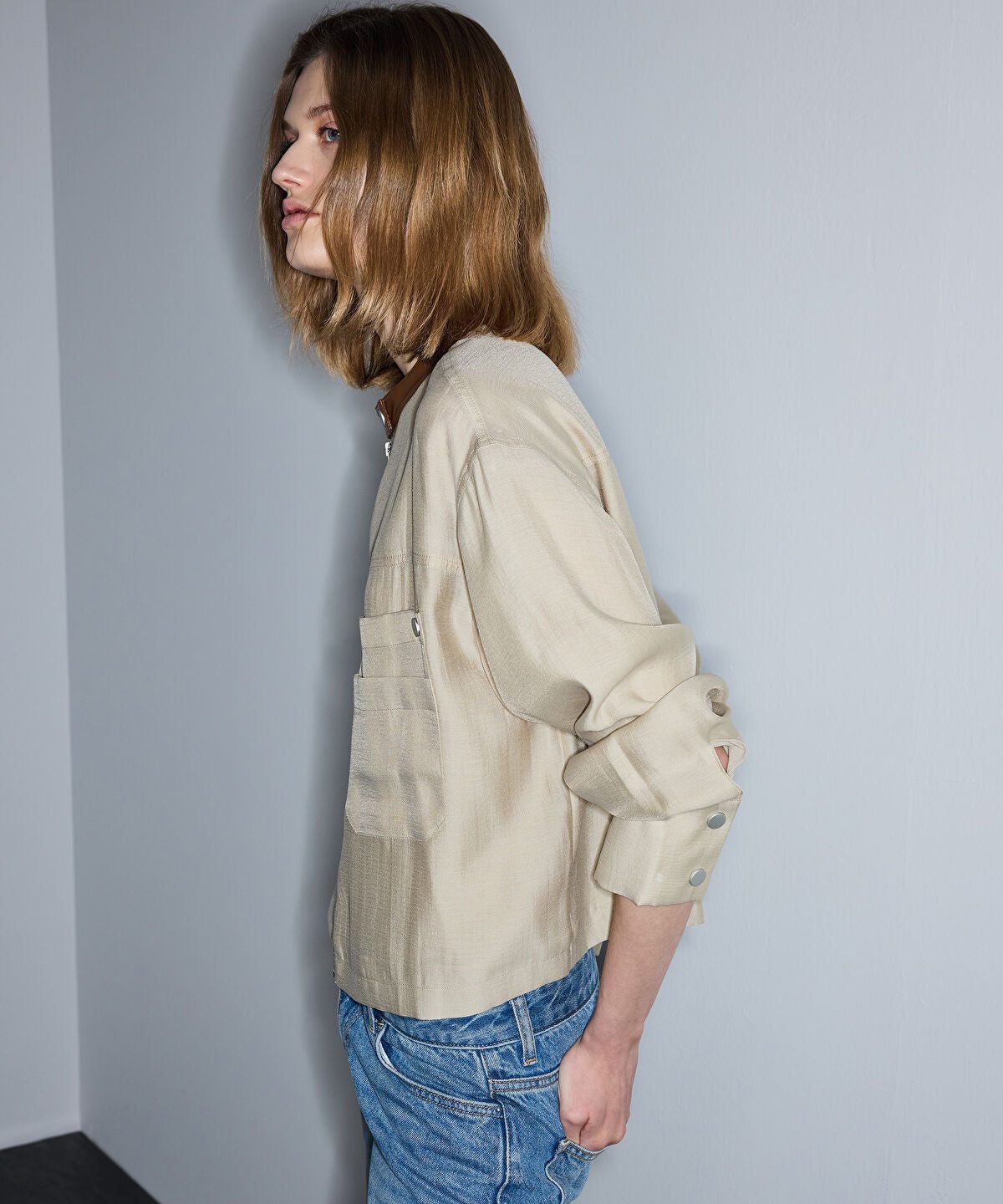 Contrast Collar Coat