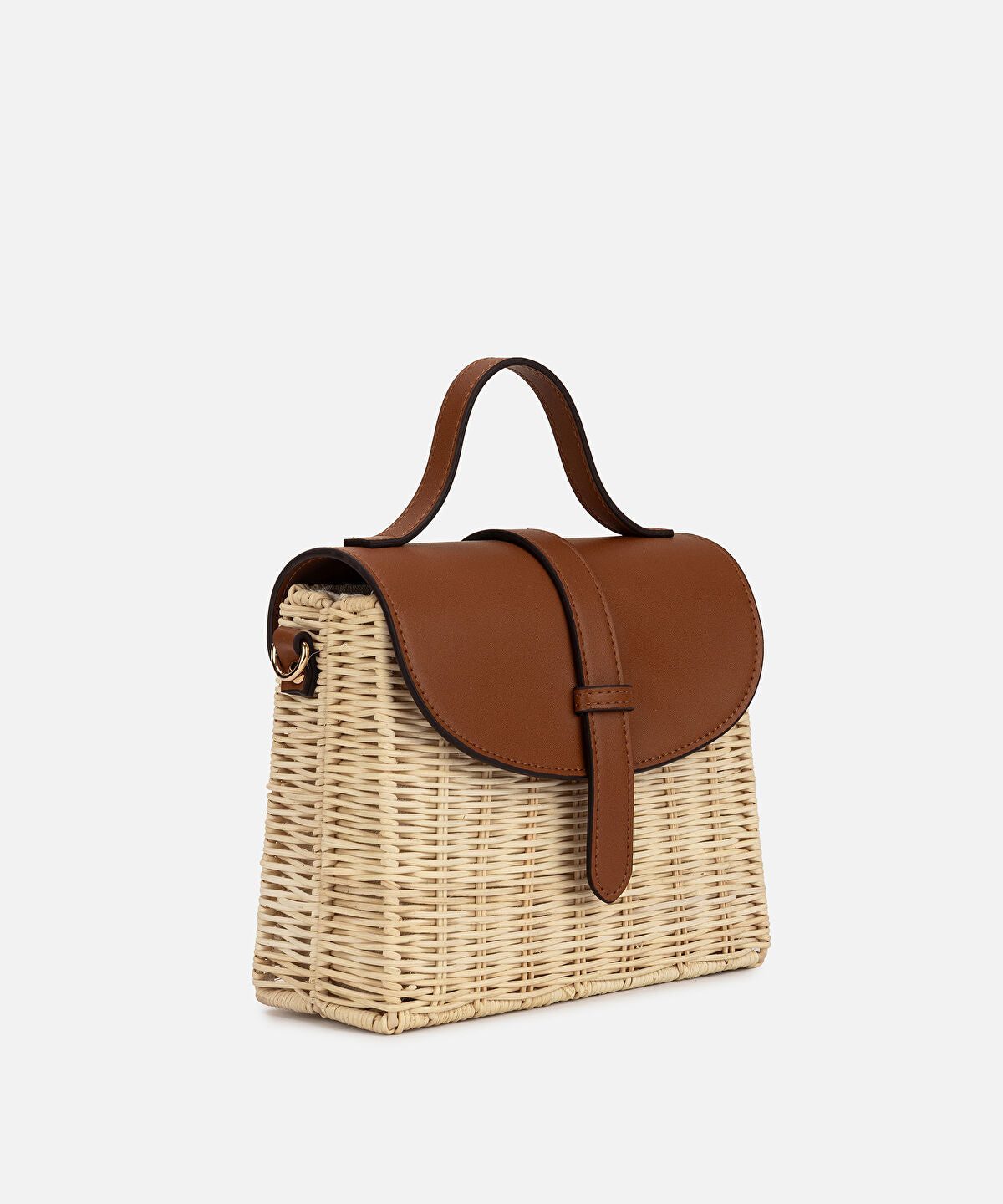 Contrast Flap Rattan Bag