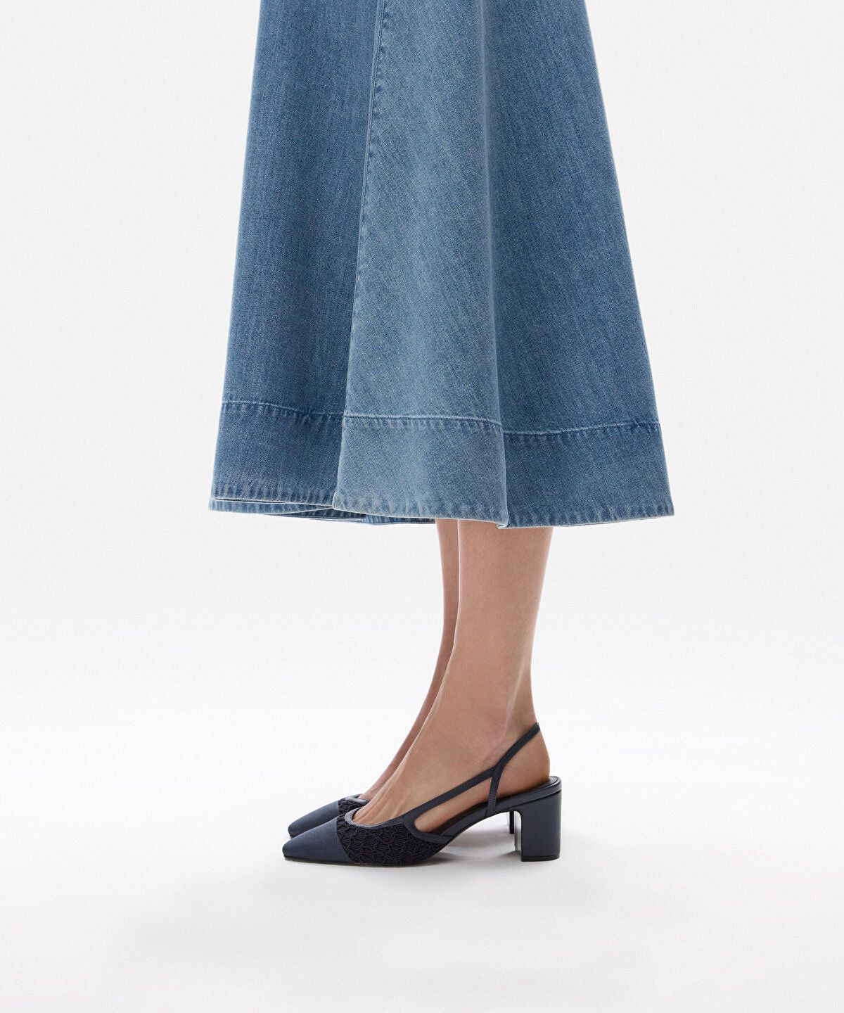 Contrast-Textured Slingback Heels