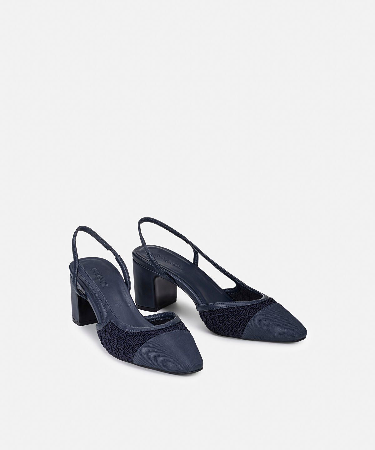 Contrast-Textured Slingback Heels