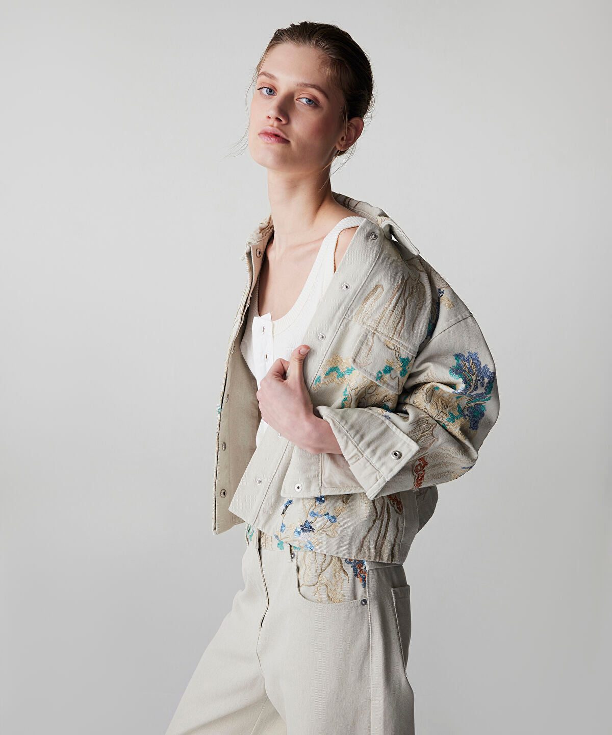 Embroidered Sequinned Coat
