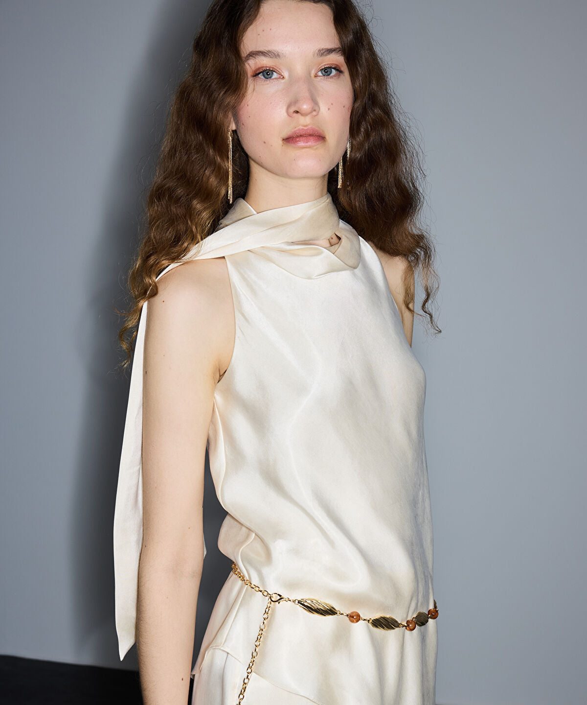 Halter Blouse with Detachable Scarf