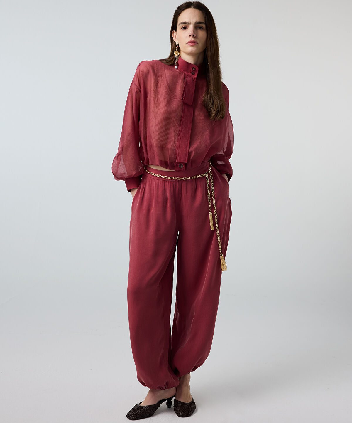 High-Neck Balloon Blouse