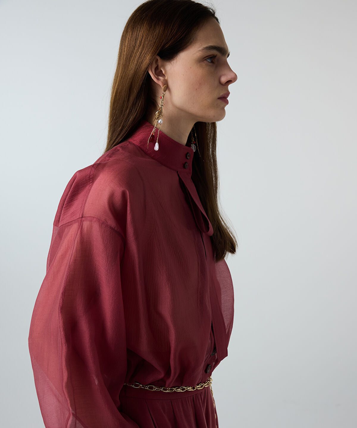 High-Neck Balloon Blouse