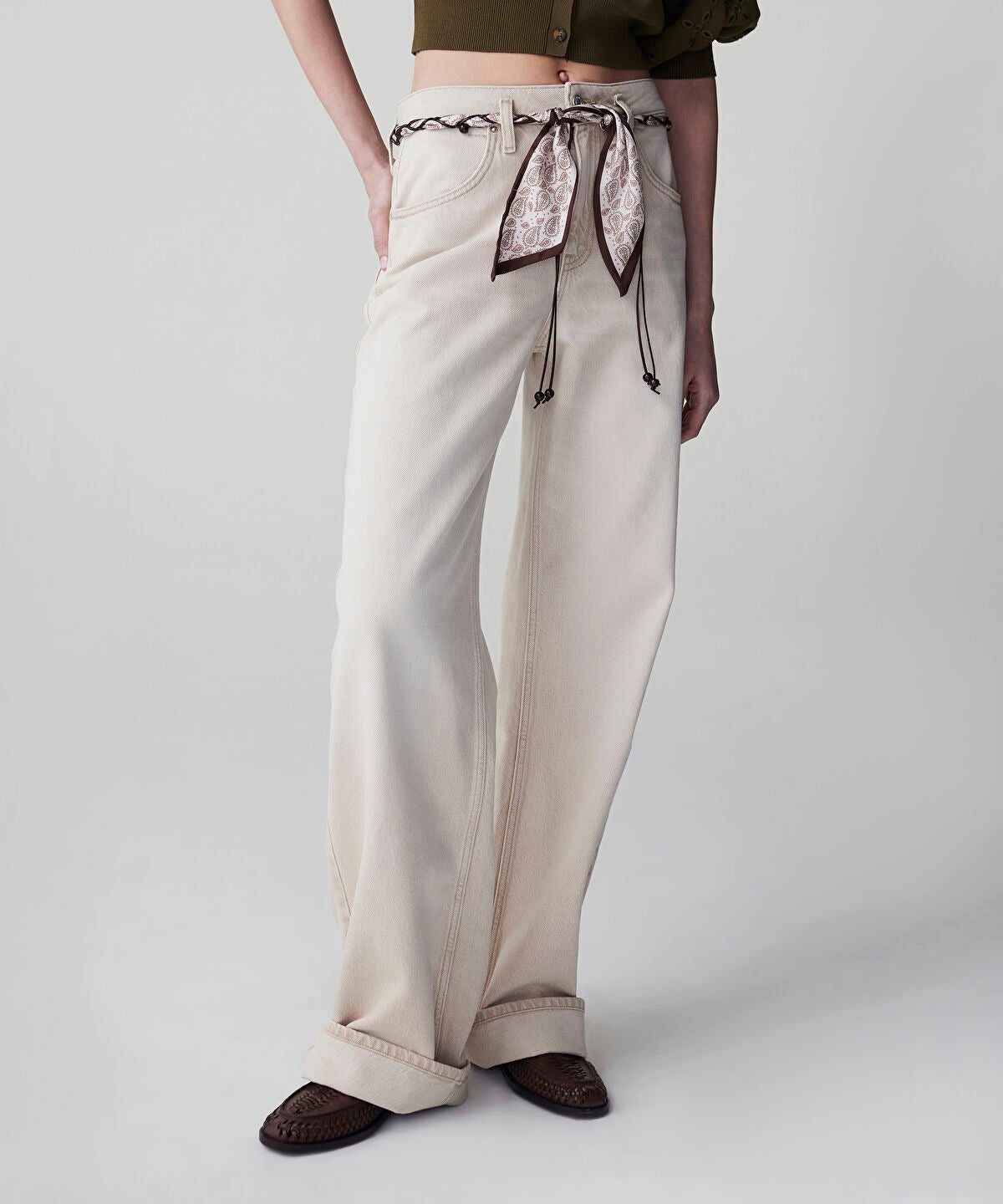 Belted Wide Leg Jeans