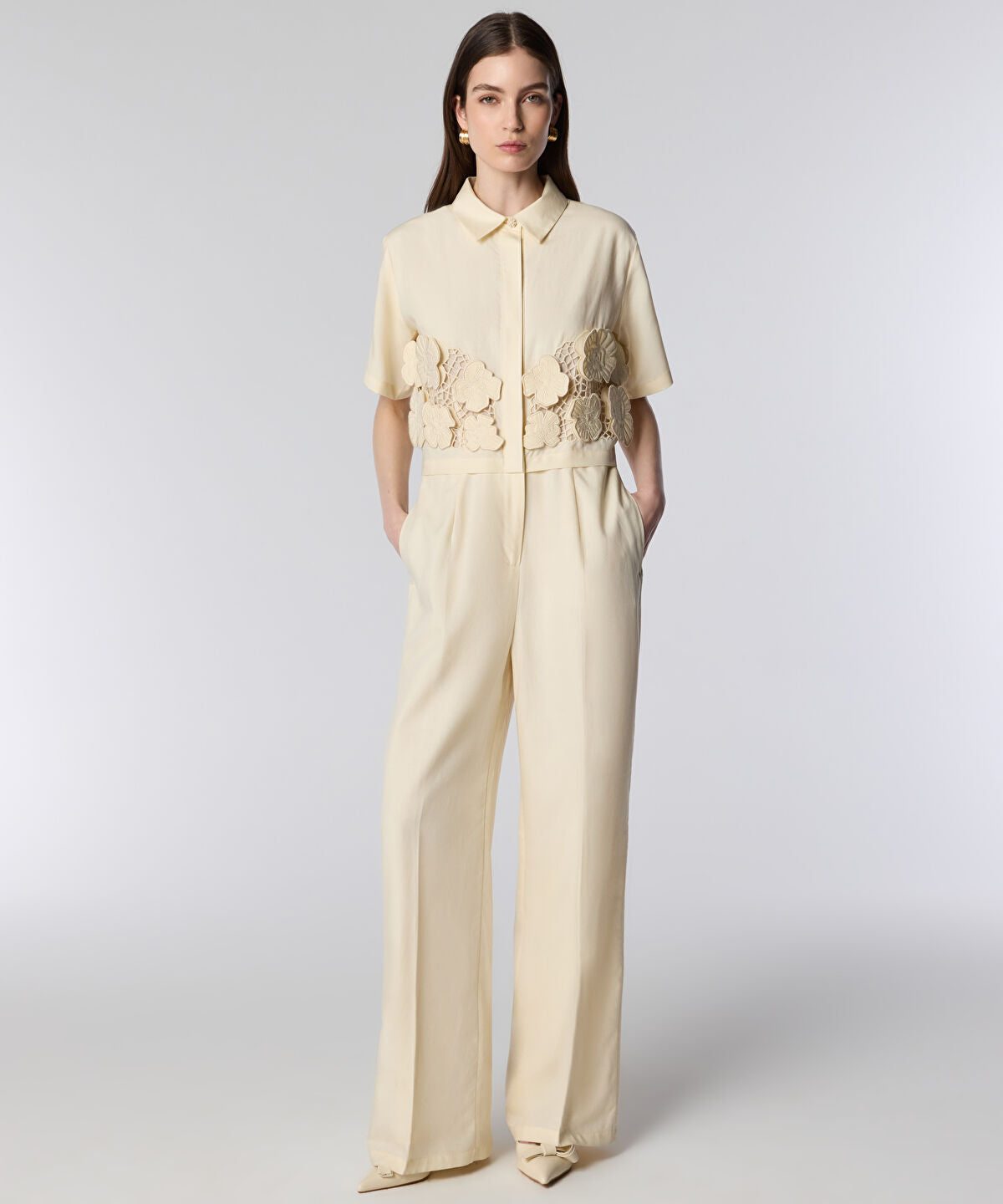 Floral Applique Wide Leg Jumpsuit