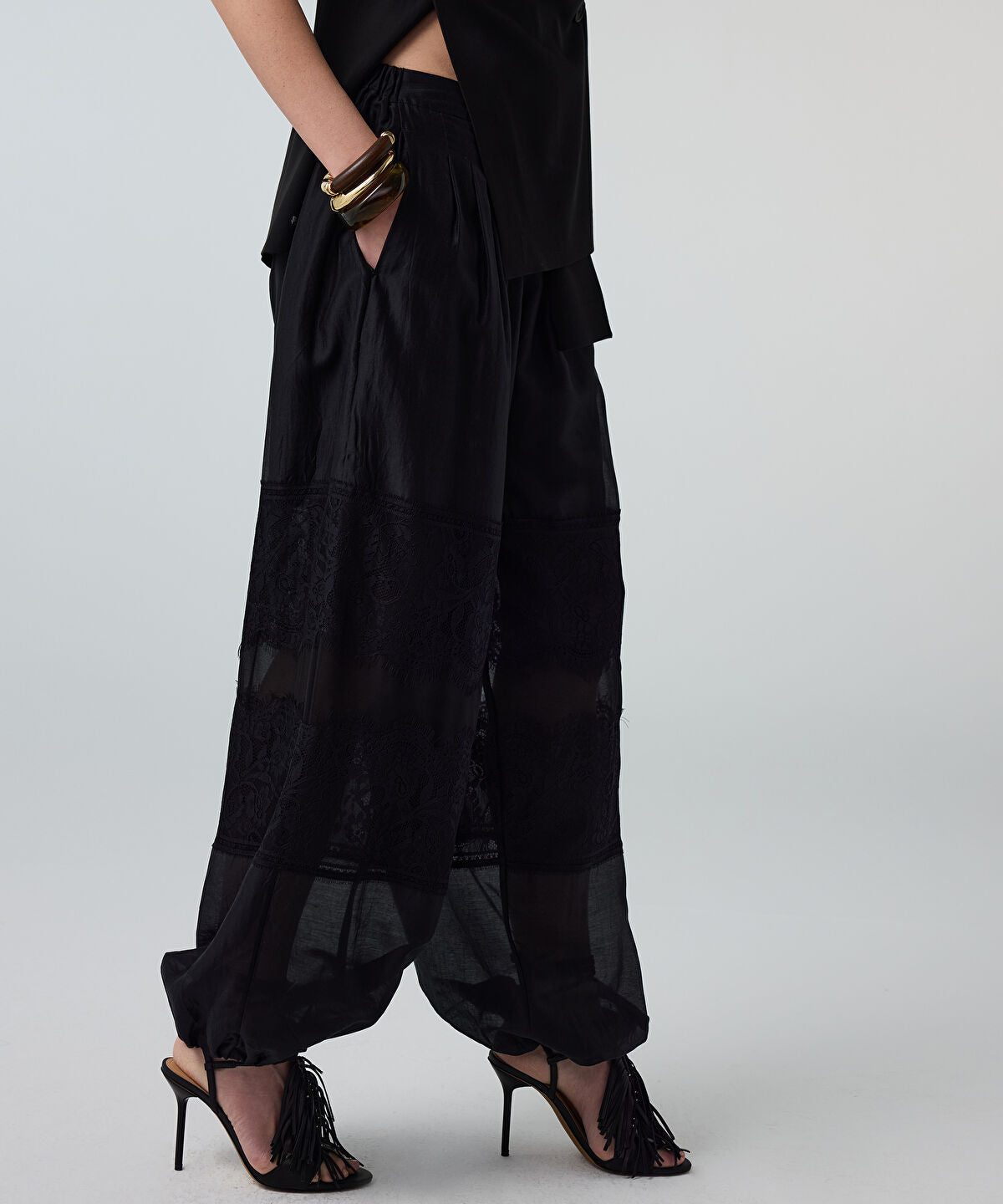 Lace-Trimmed Balloon Trousers