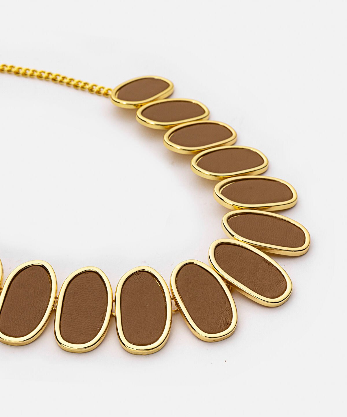 Leather Effect Oval-Piece Necklace