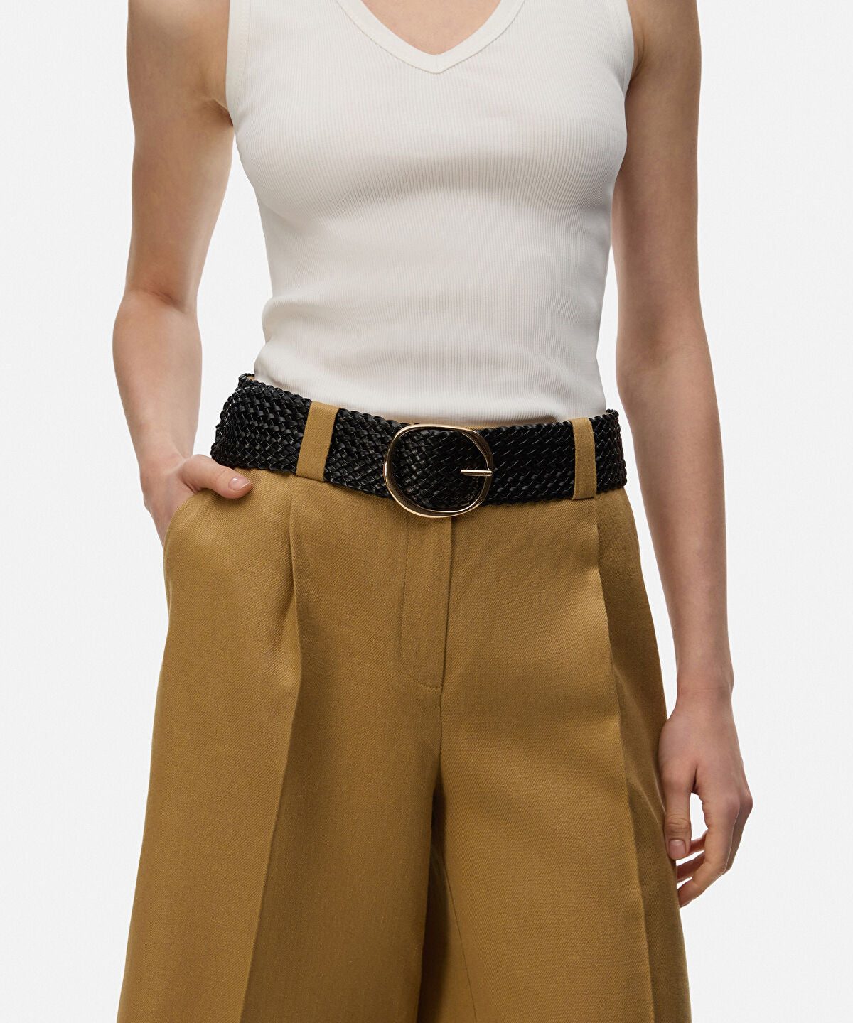 Metal Buckle Woven Belt