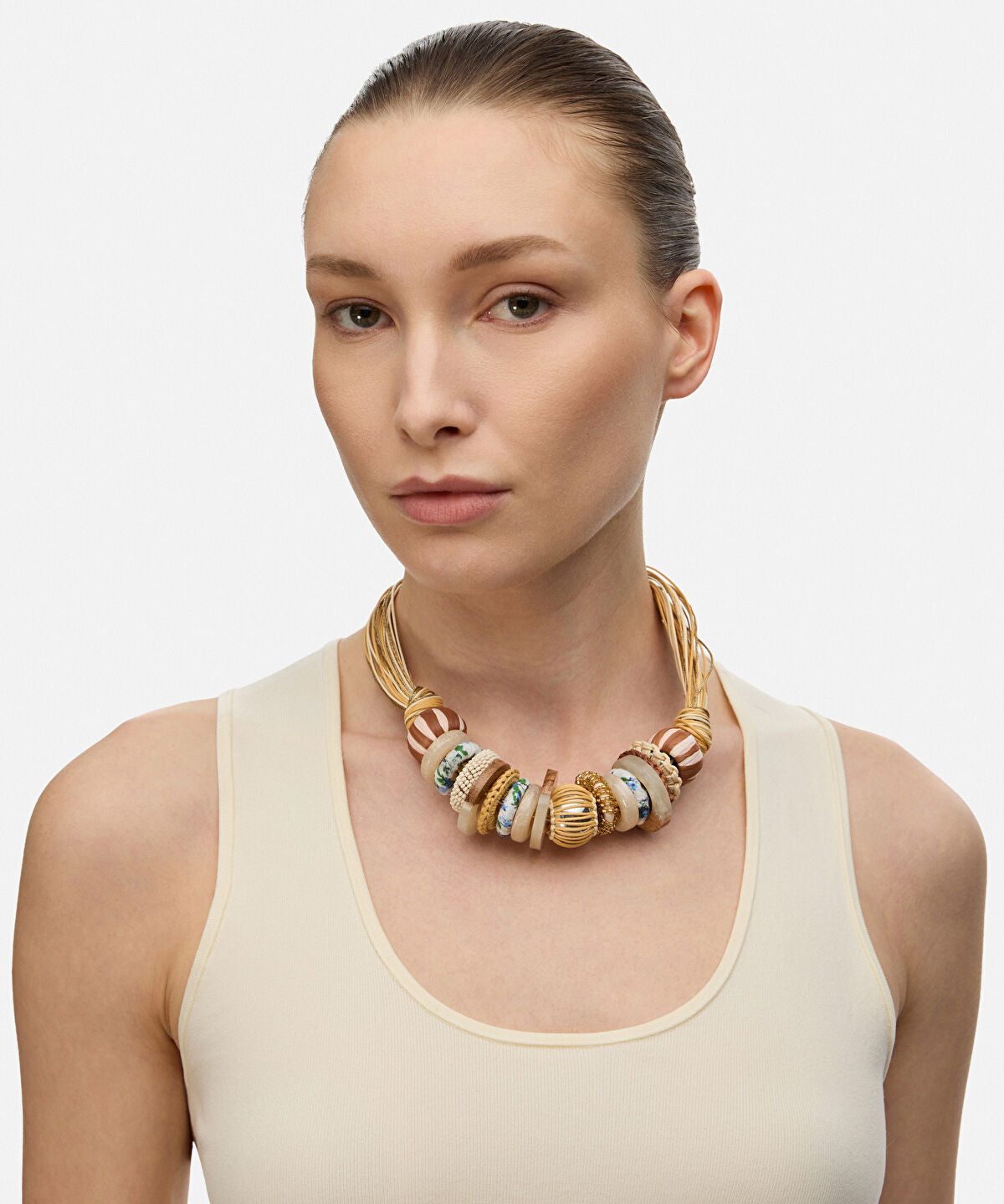 Mixed Element Raffia Necklace