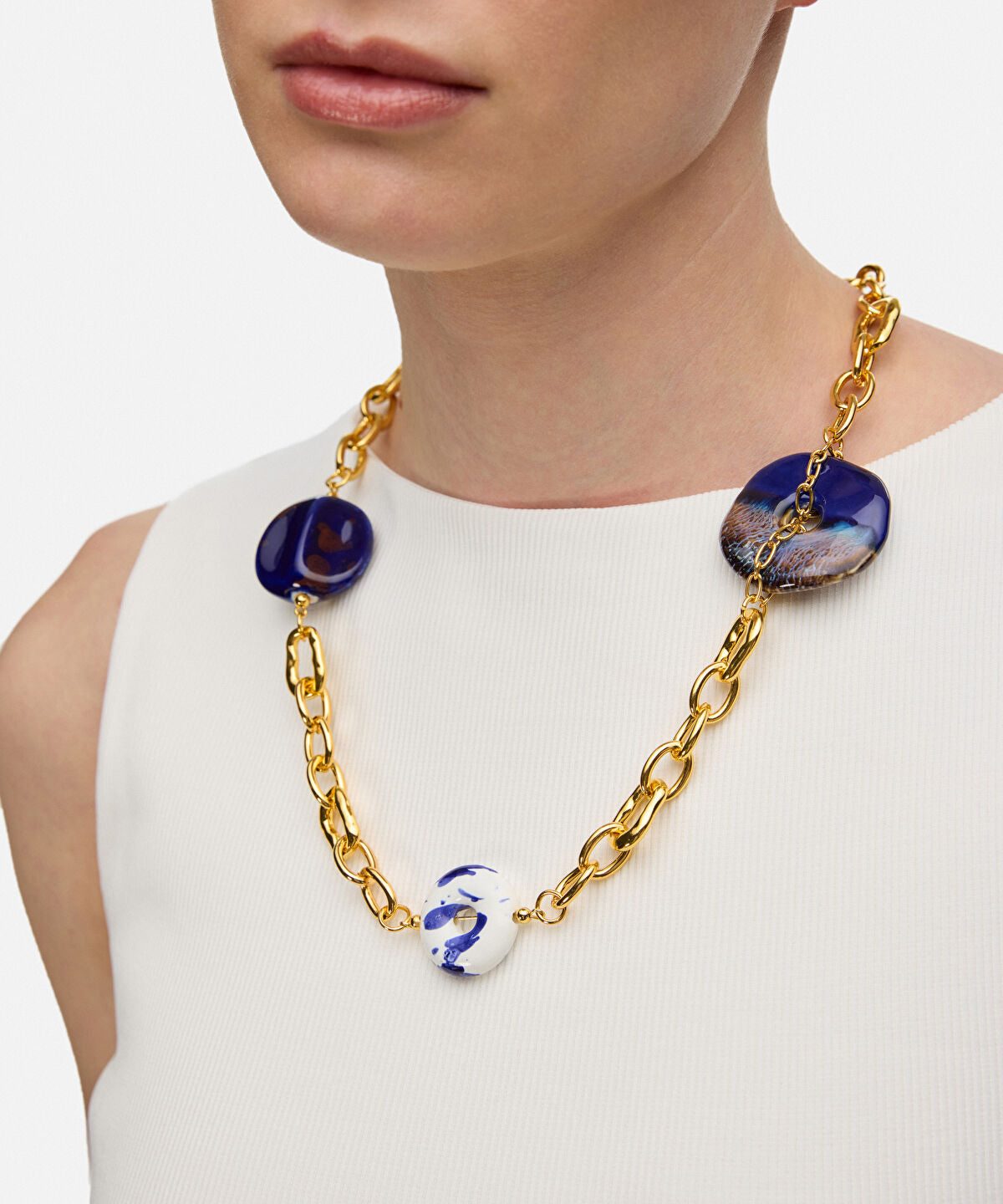 Mixed Stone Chain Necklace