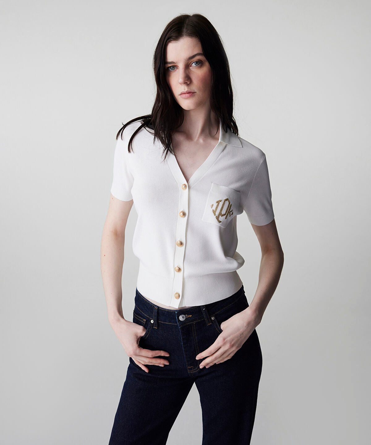 Monogram Embroidered Knit Top
