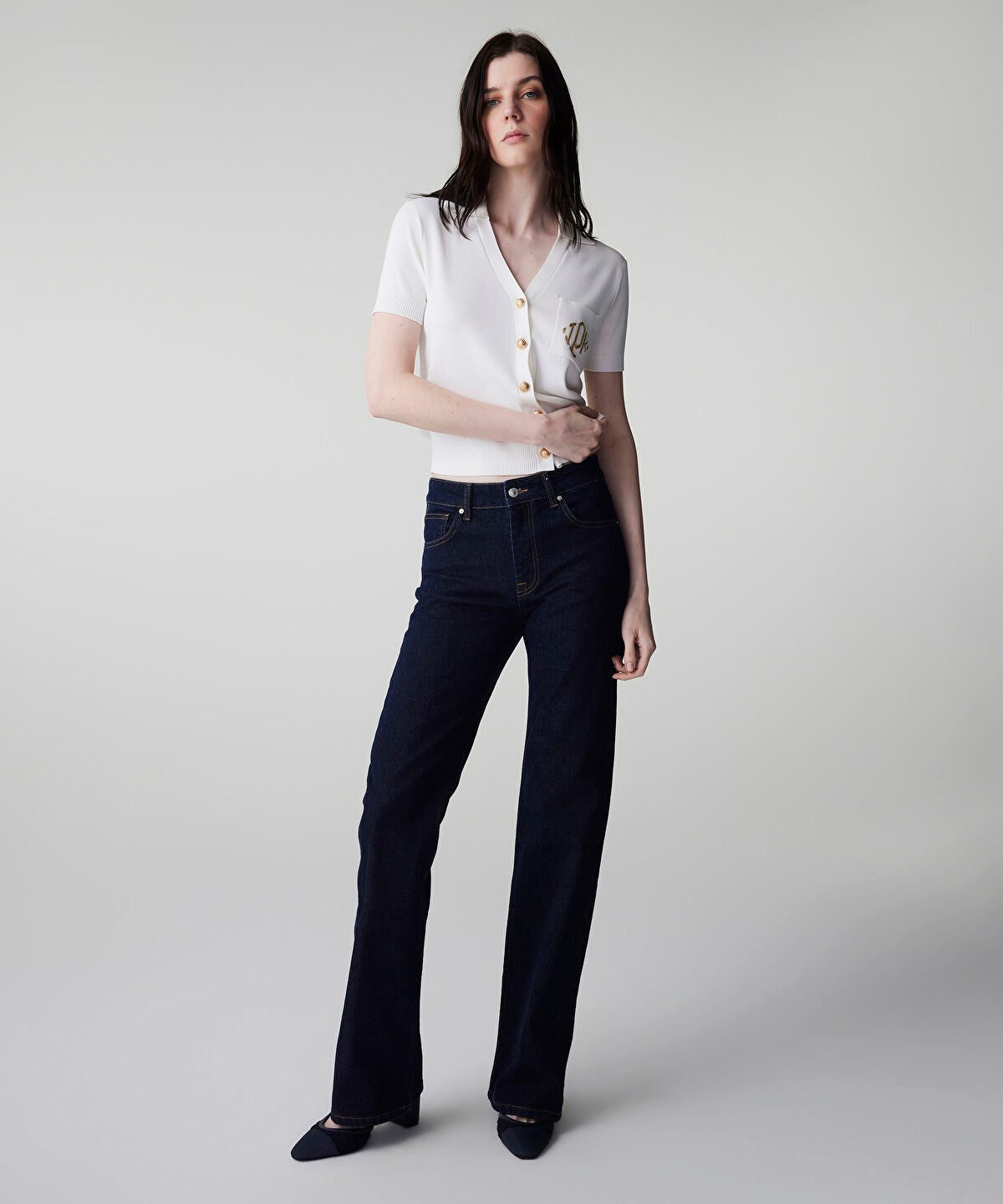 Monogram Embroidered Knit Top