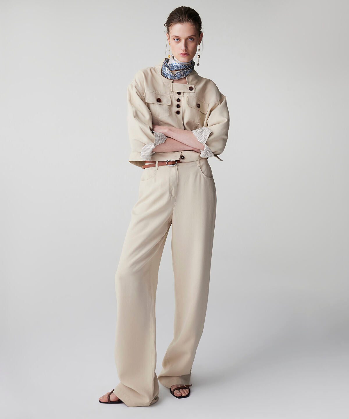 Belted Straight Trousers