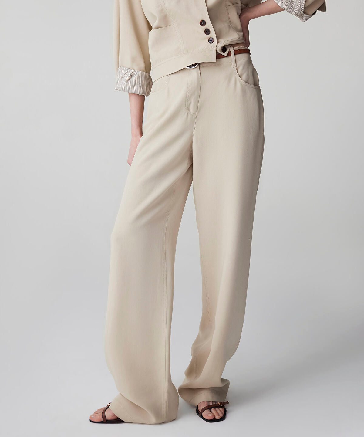 Belted Straight Trousers