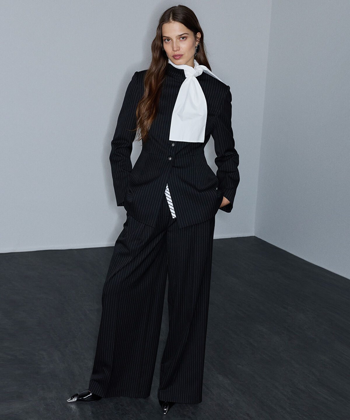Pinstripe Trousers with Belt