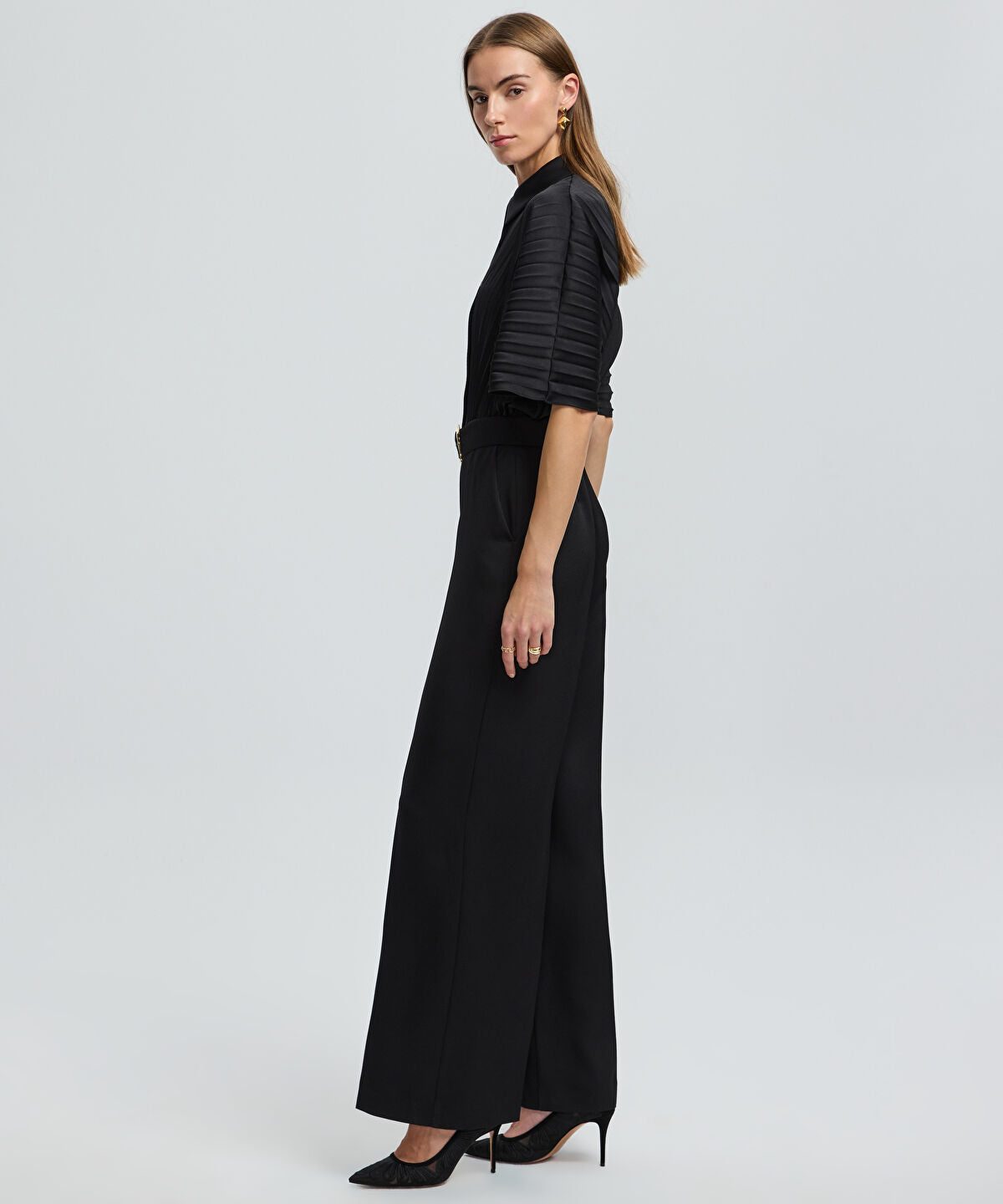 Pleated Wide-Leg Jumpsuit