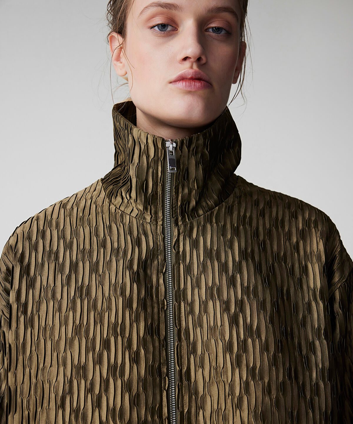 Textured Bomber Coat