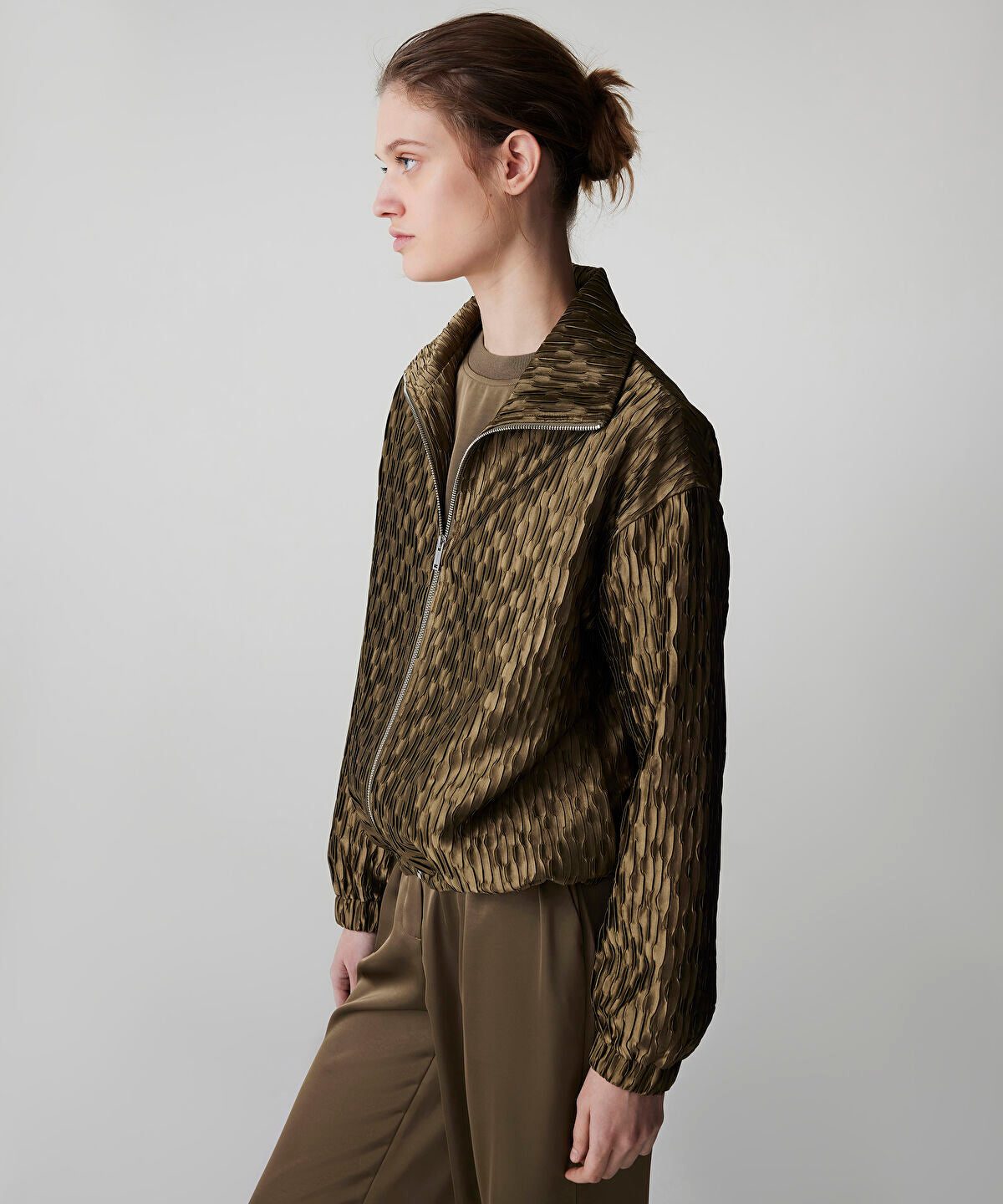Textured Bomber Coat