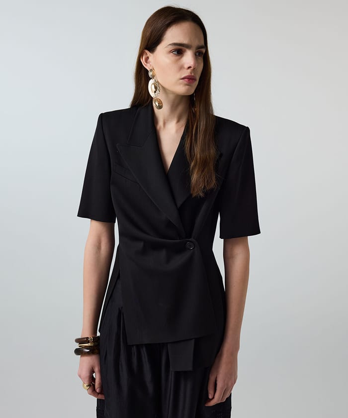 Asymmetric Short Sleeve Blazer
